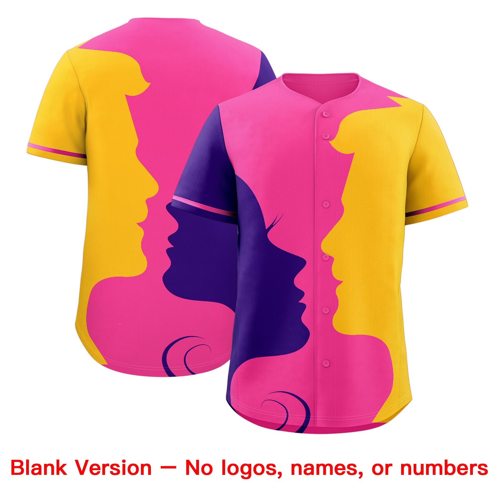 Custom Pink Purple Gold Silhouettes of Loving Couple Valentine's Day Baseball Jersey| KXKSHOP