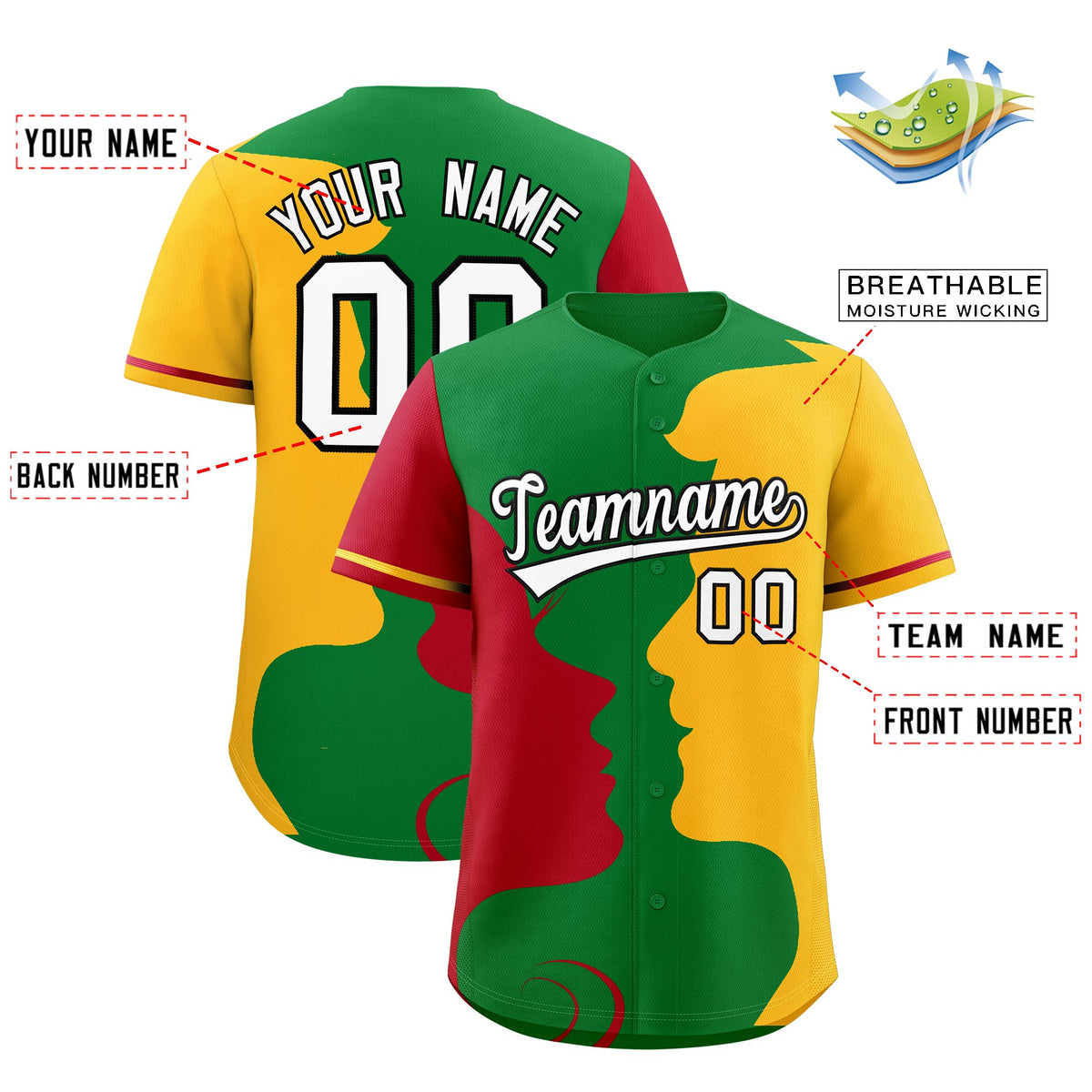 Custom Red Gold Silhouettes of Loving Couple Valentine's Day Baseball Jersey| KXKSHOP