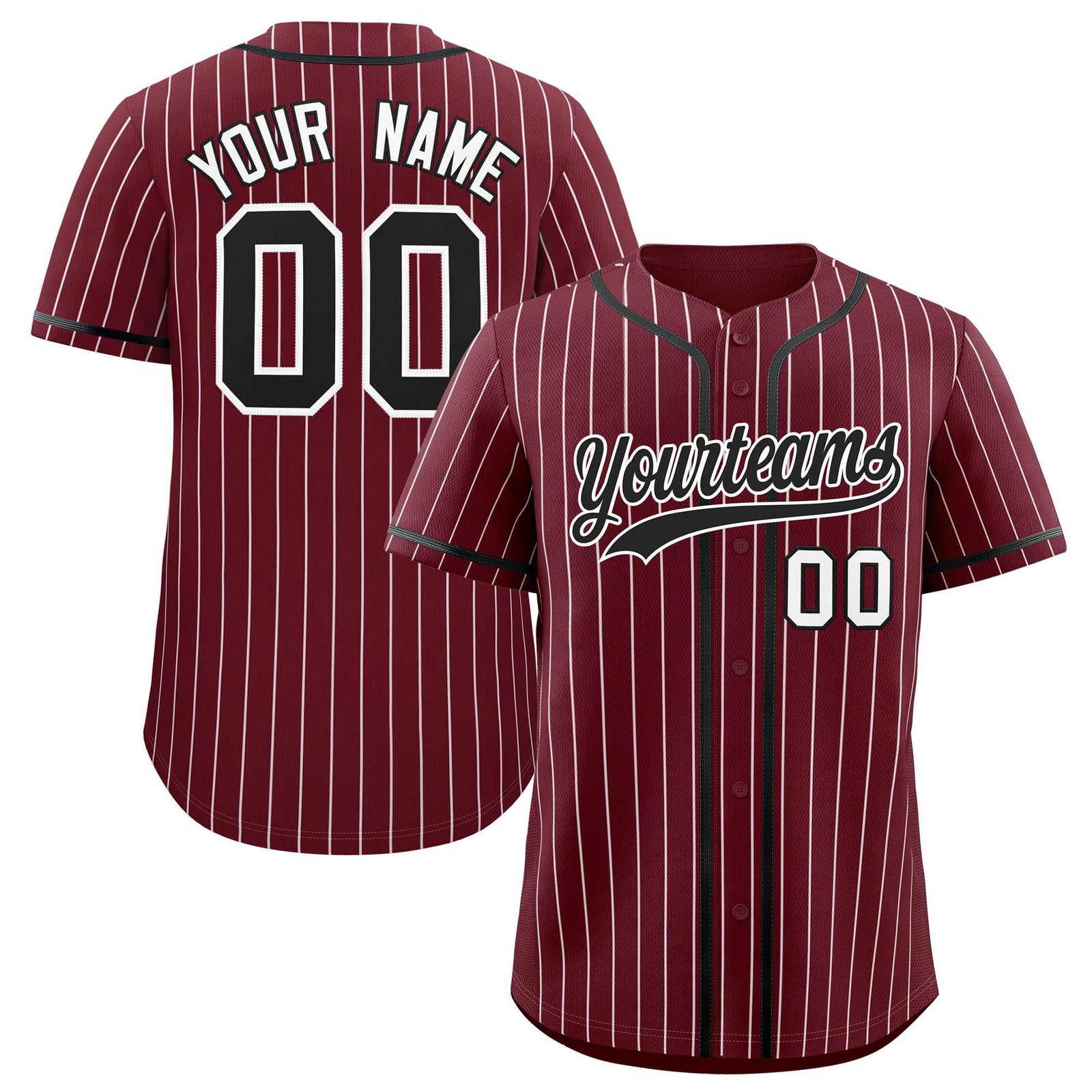 Custom Maroon White Stripe Fashion Authentic Baseball Jersey