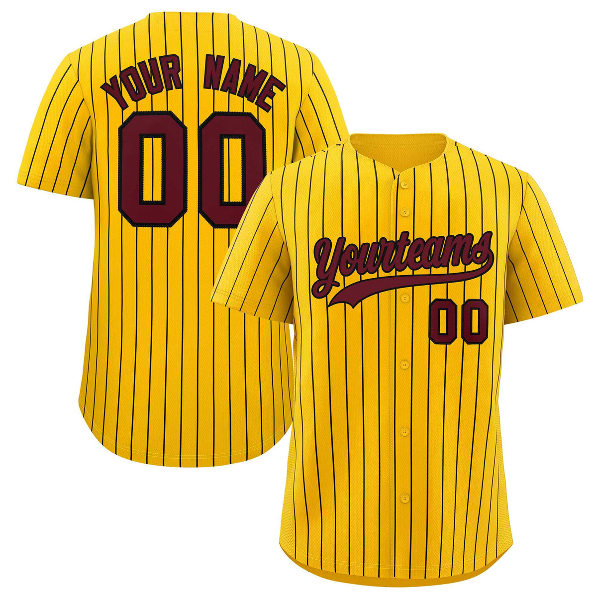 Custom Yellow Black Stripe Fashion Authentic Baseball Jersey