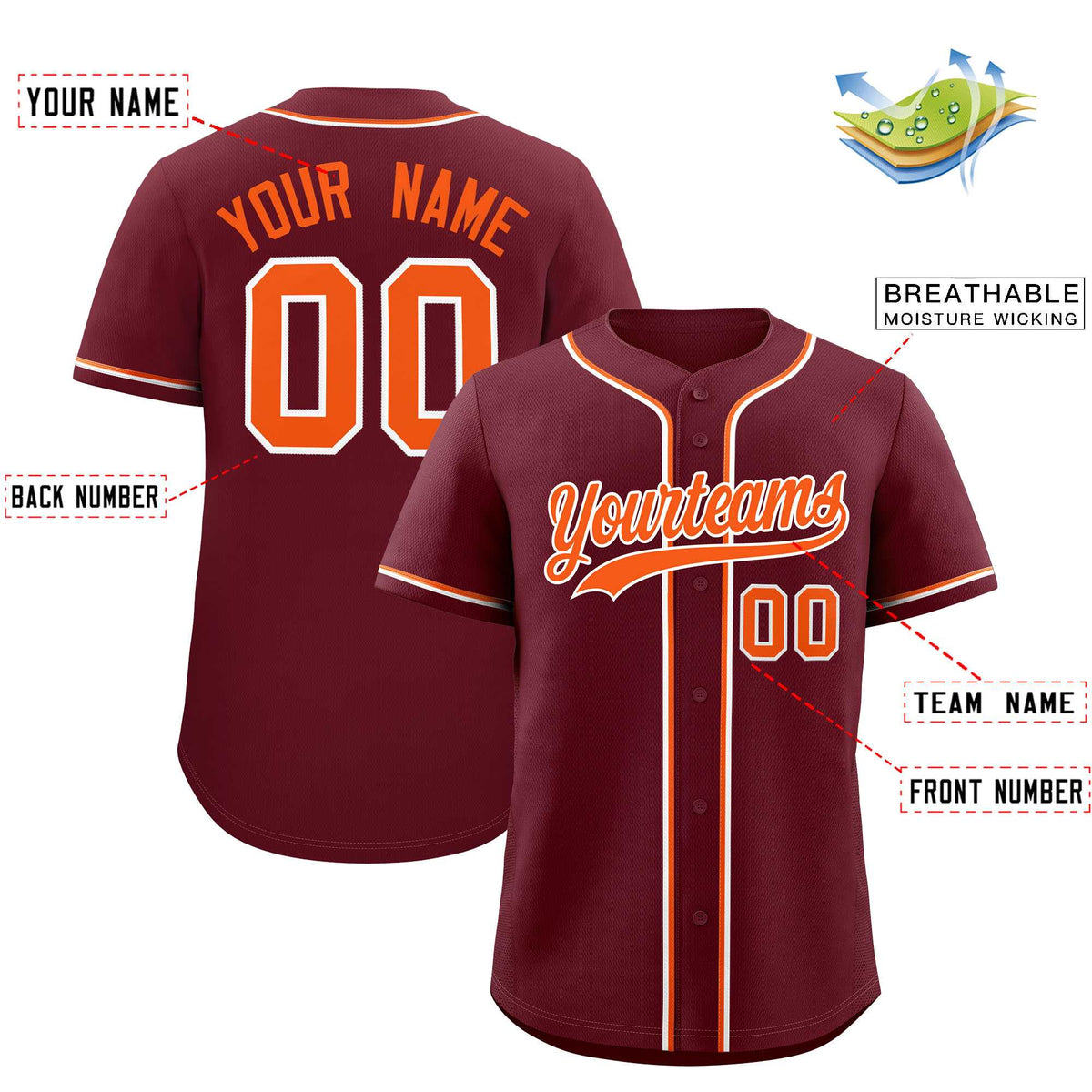 Custom Maroon Classic Style Authentic Baseball Jersey