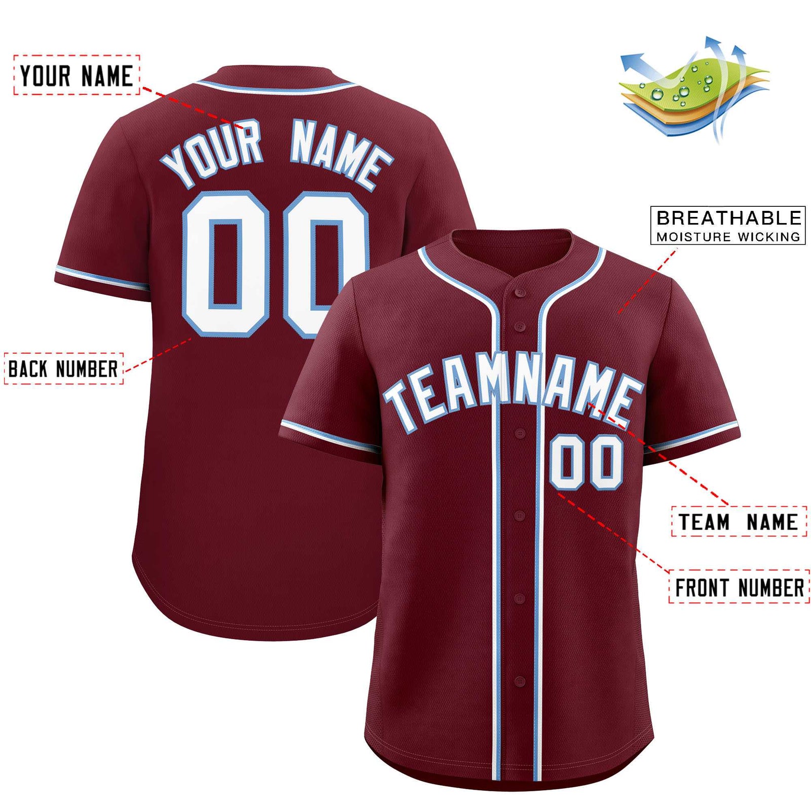 Custom Maroon Classic Style Authentic Baseball Jersey