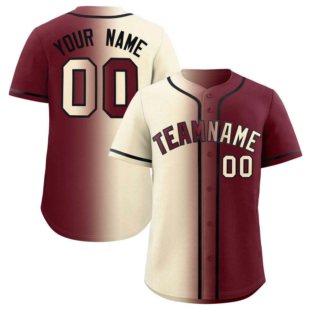 Custom Cream Maroon Two Tone Gradient Fashion Authentic Baseball Jersey