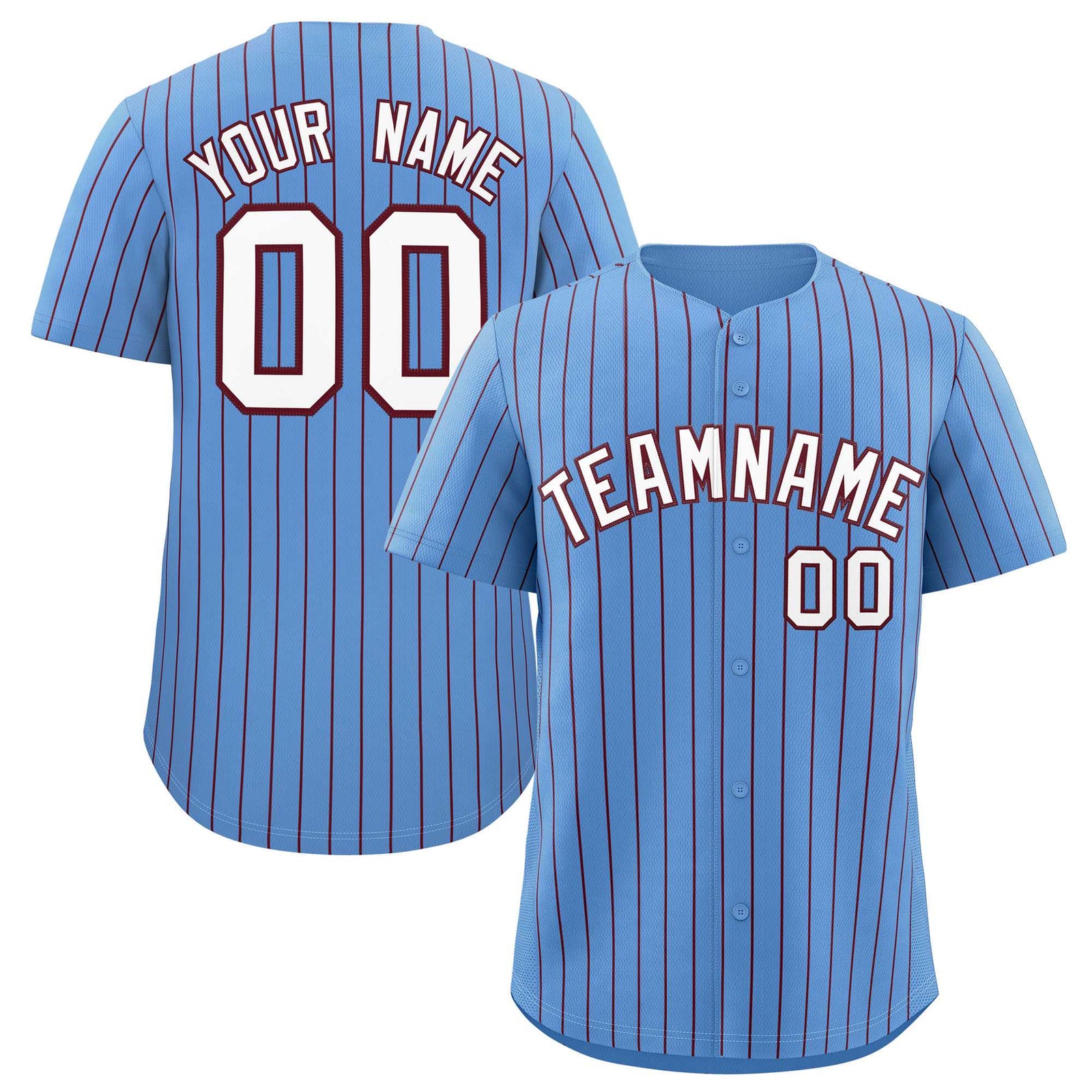 Custom Powder Blue Maroon Stripe Fashion Authentic Baseball Jersey