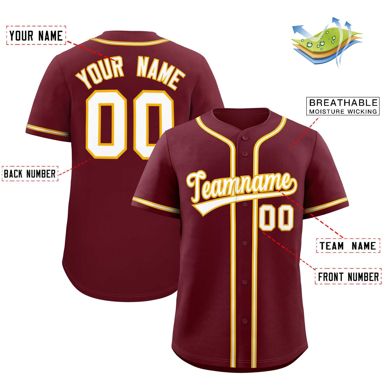 Custom Maroon Classic Style Authentic Baseball Jersey