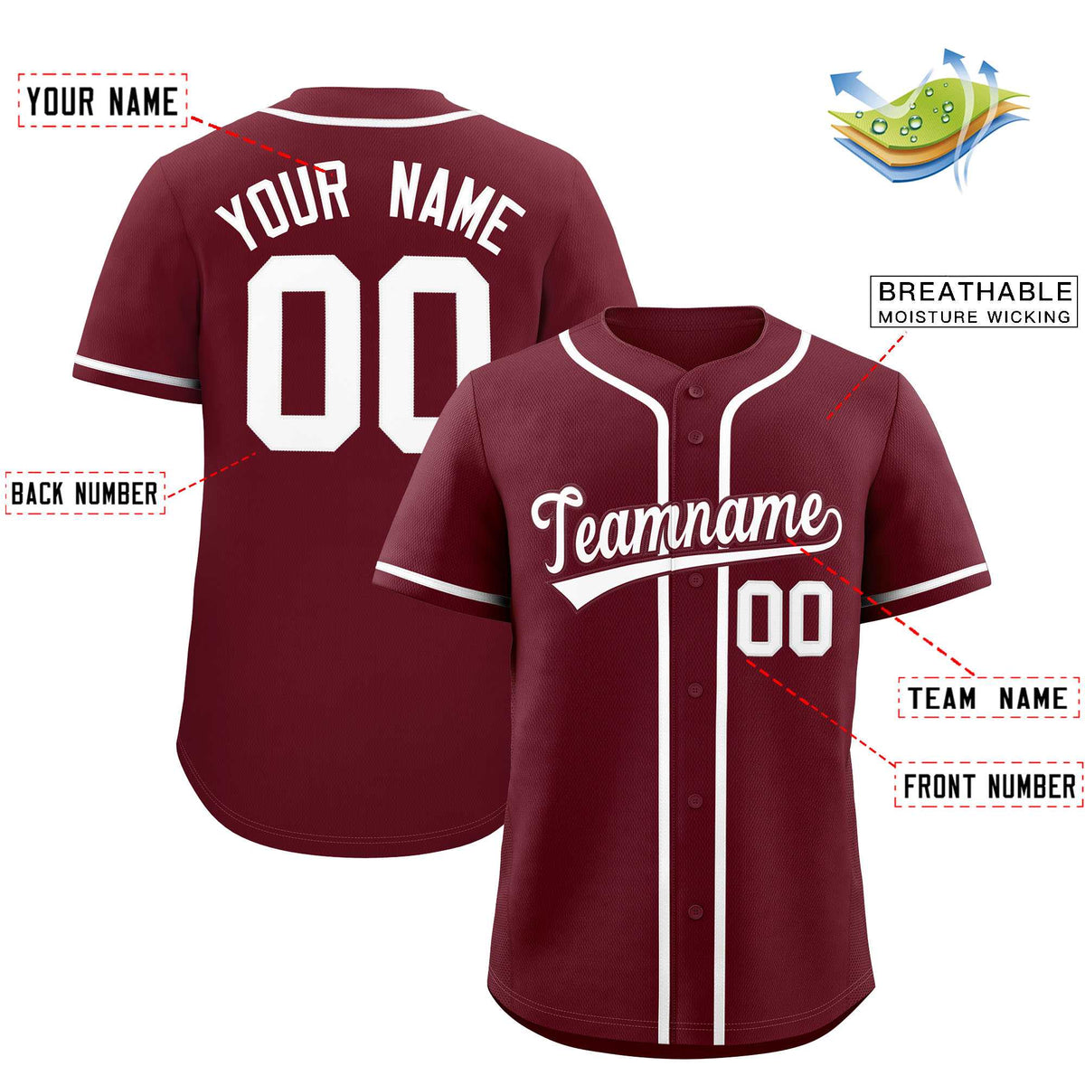 Custom Maroon Classic Style Authentic Baseball Jersey