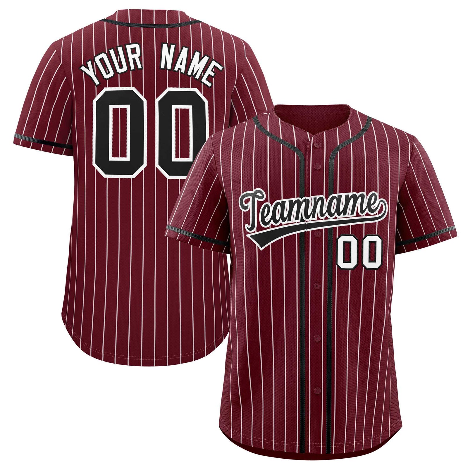 Custom Maroon White Stripe Fashion Authentic Baseball Jersey