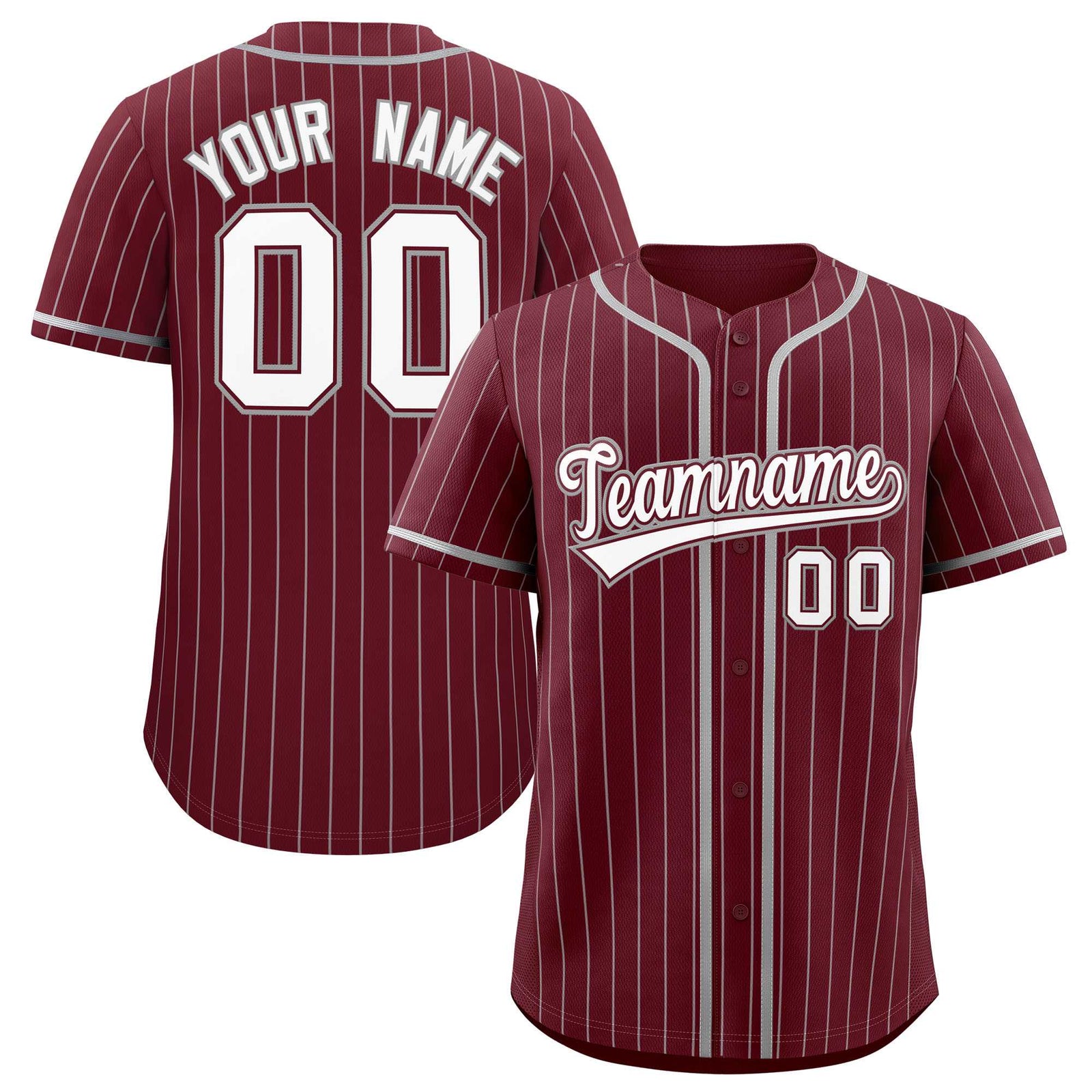 Custom Maroon Gray Stripe Fashion Authentic Baseball Jersey