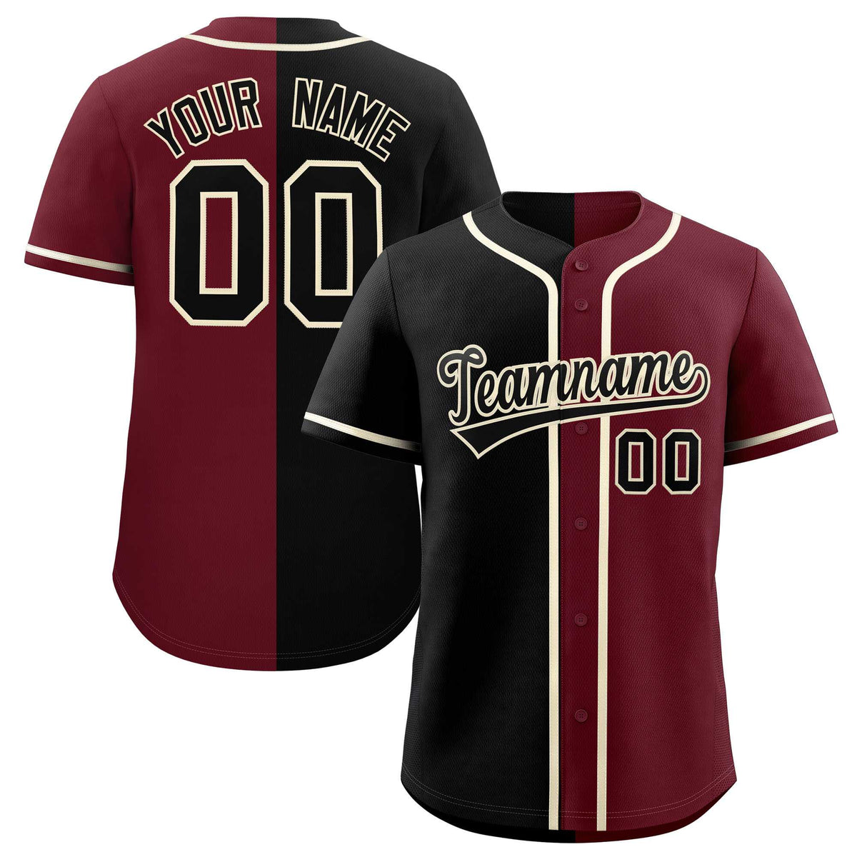 Custom Black Maroon Two Tone Gradient Fashion Authentic Baseball Jersey