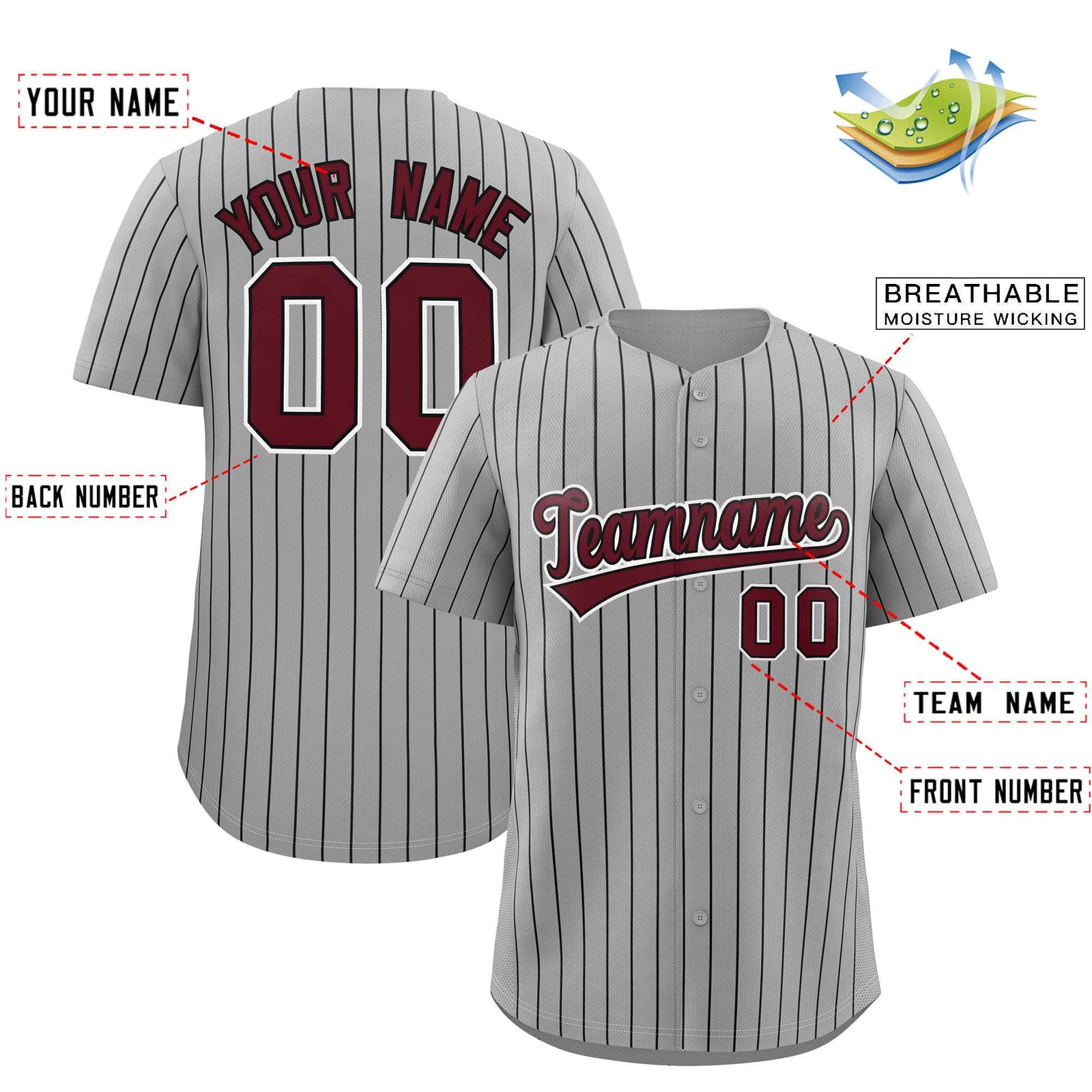 Custom Gray Black Stripe Fashion Authentic Baseball Jersey