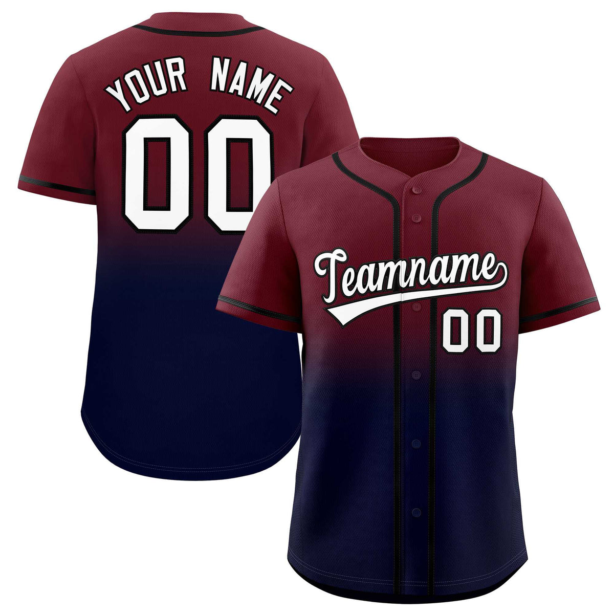 Custom Maroon Navy Gradient Fashion Authentic Baseball Jersey