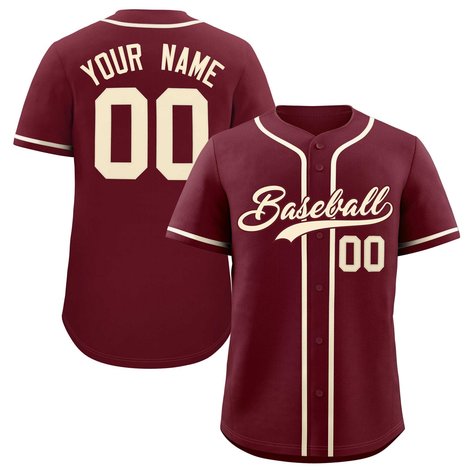 Custom Maroon Classic Style Authentic Baseball Jersey