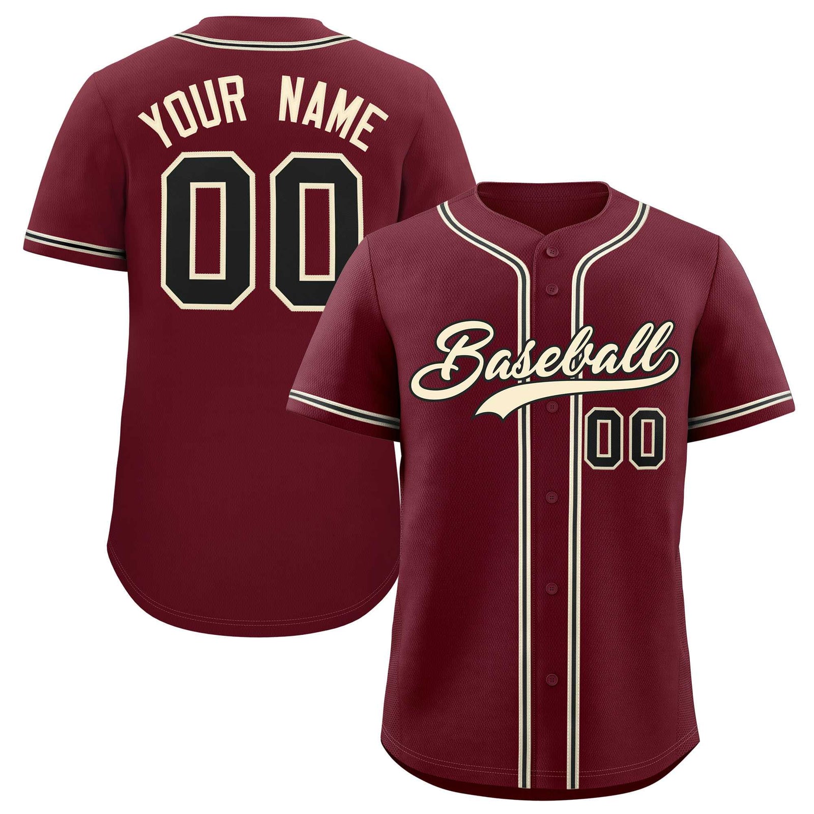 Custom Maroon Classic Style Authentic Baseball Jersey