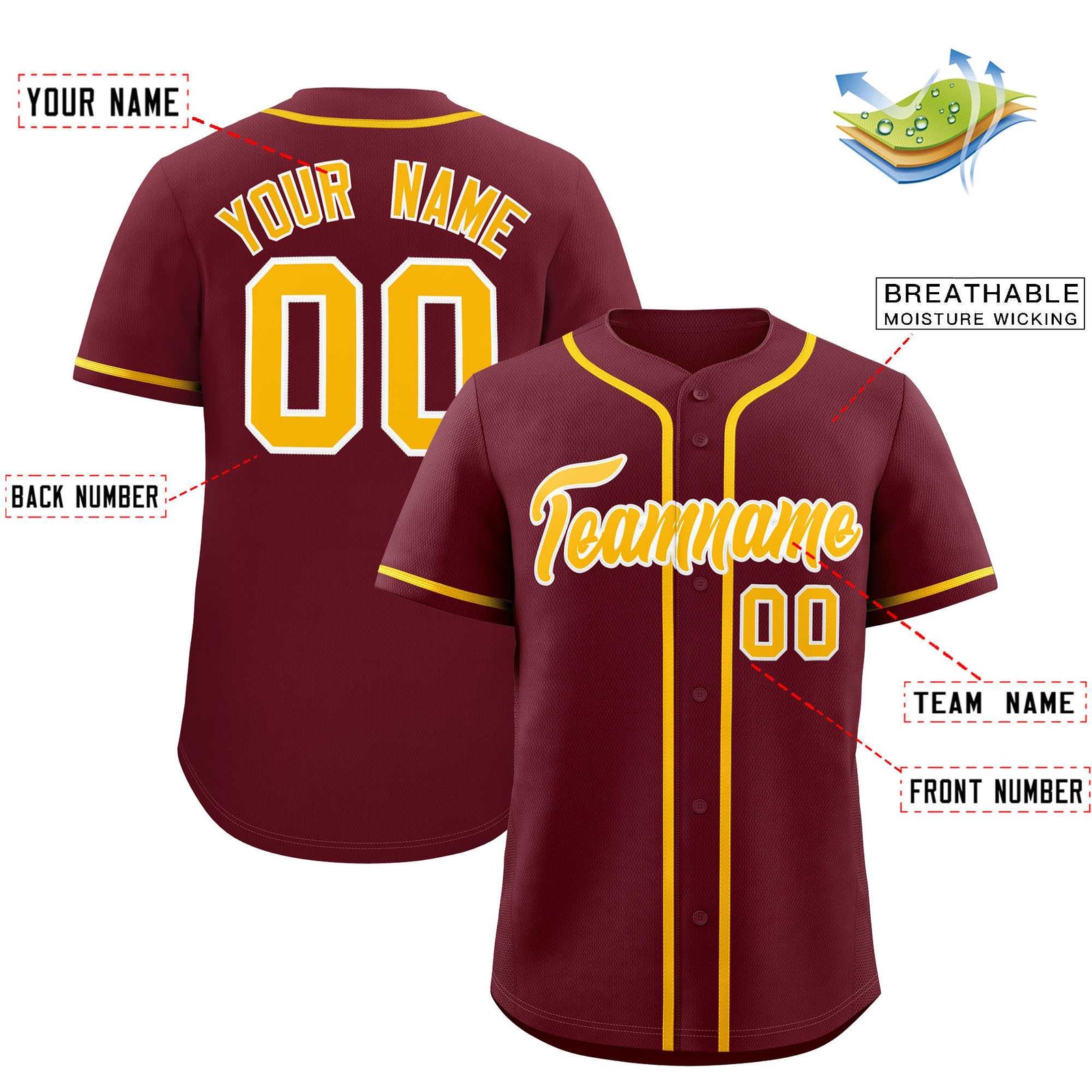 Custom Maroon Classic Style Authentic Baseball Jersey