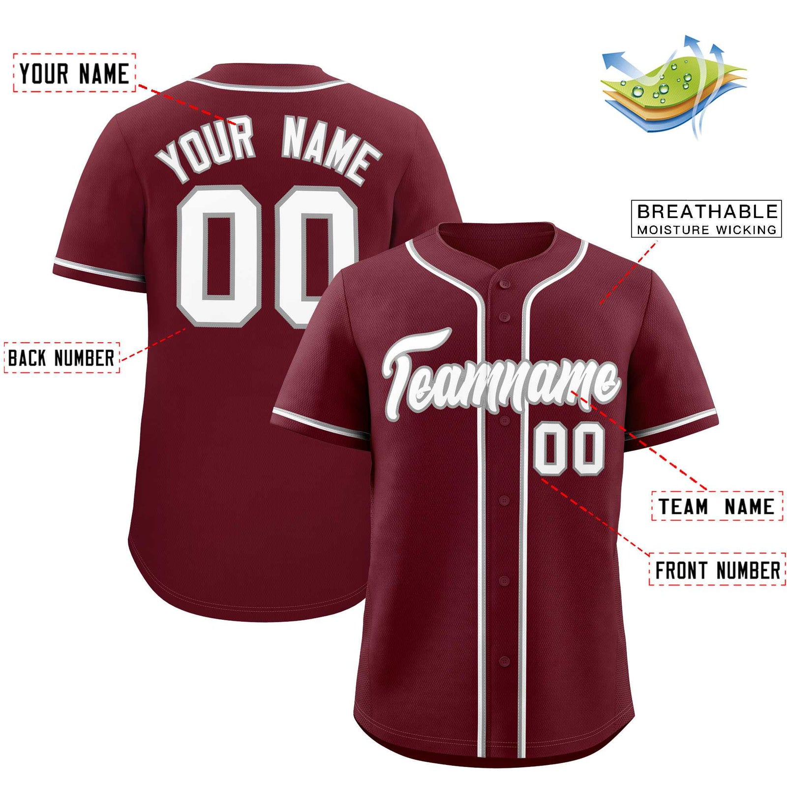 Custom Maroon Classic Style Authentic Baseball Jersey