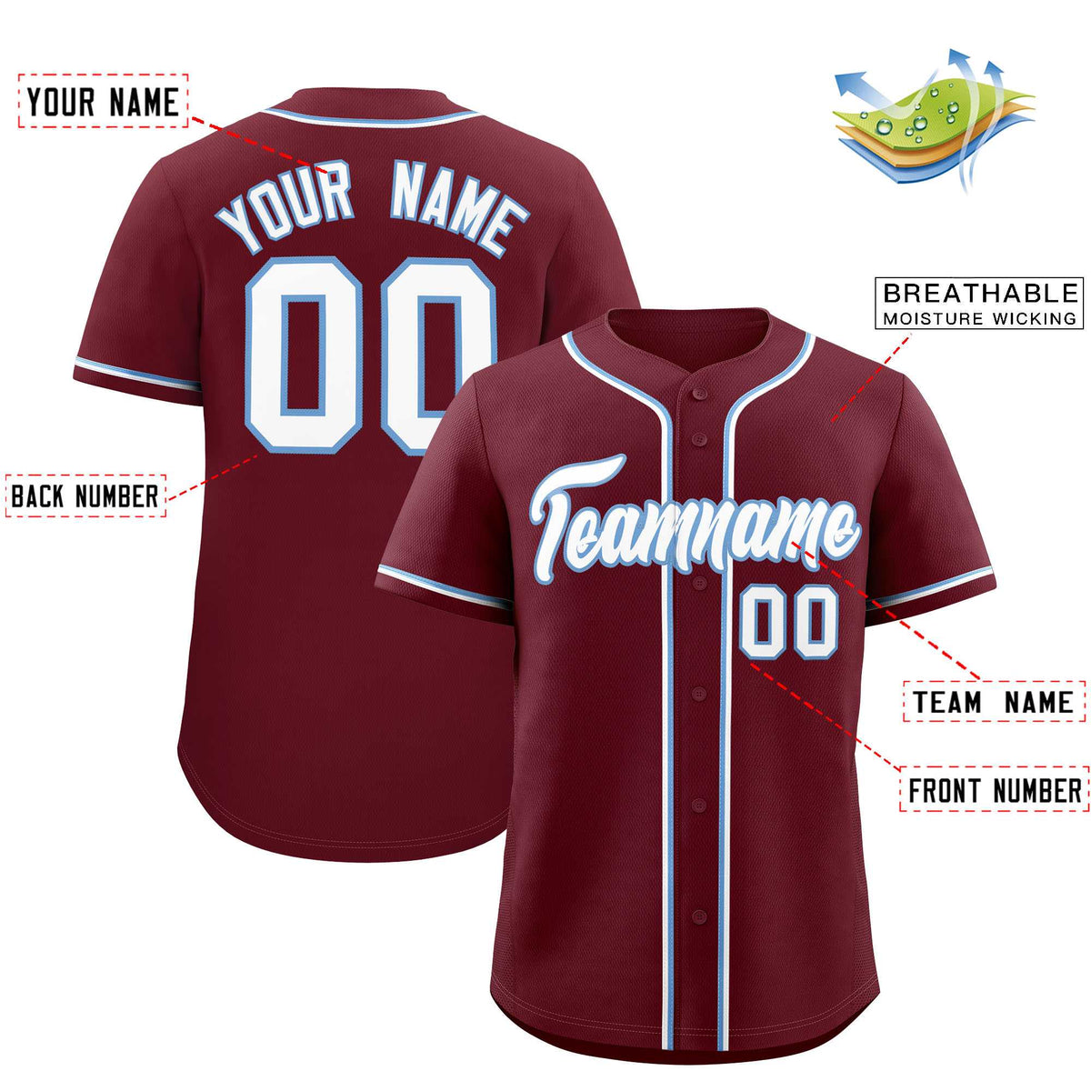 Custom Maroon Classic Style Authentic Baseball Jersey