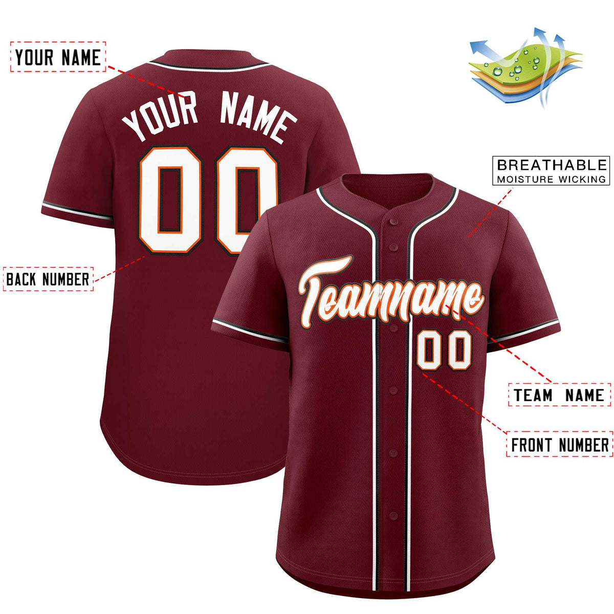 Custom Maroon Classic Style Authentic Baseball Jersey