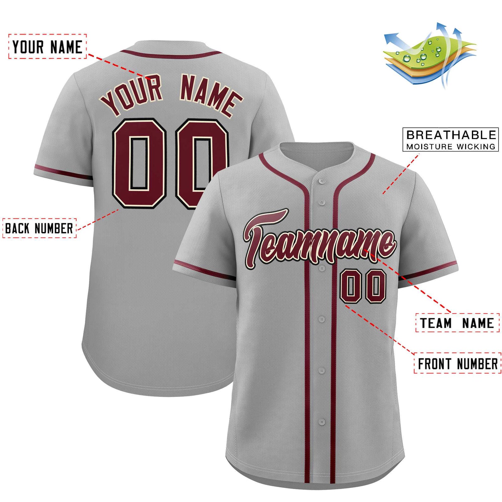 Custom Gray Classic Style Authentic Baseball Jersey