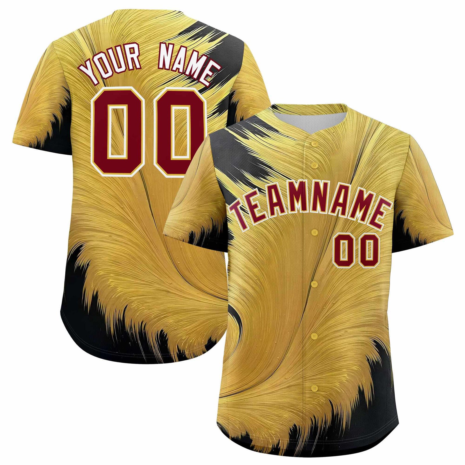 Custom Crimson Old Gold Fluid Feather Graffiti Pattern Authentic Baseball Jersey