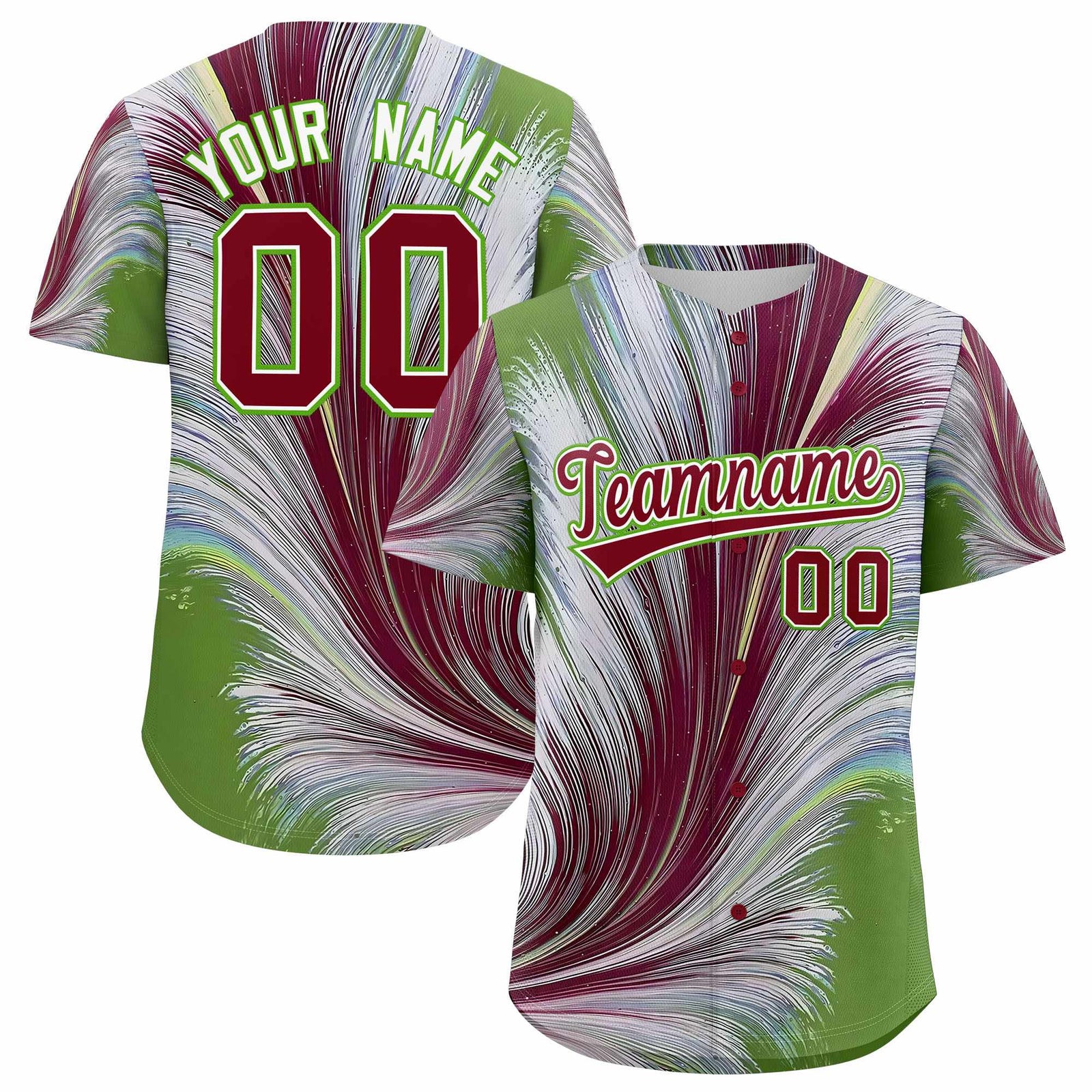Custom Crimson White Fluid Feather Graffiti Pattern Authentic Baseball Jersey