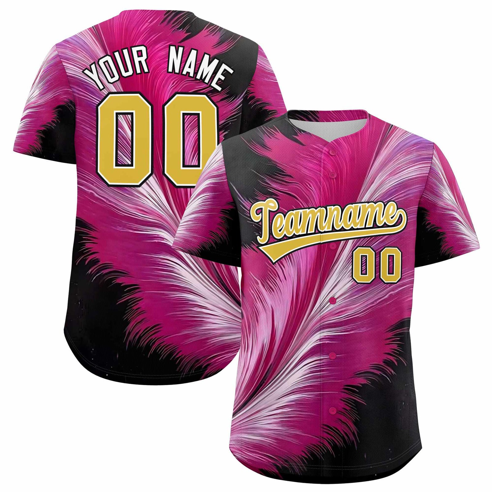 Custom Old Gold White Fluid Feather Graffiti Pattern Authentic Baseball Jersey