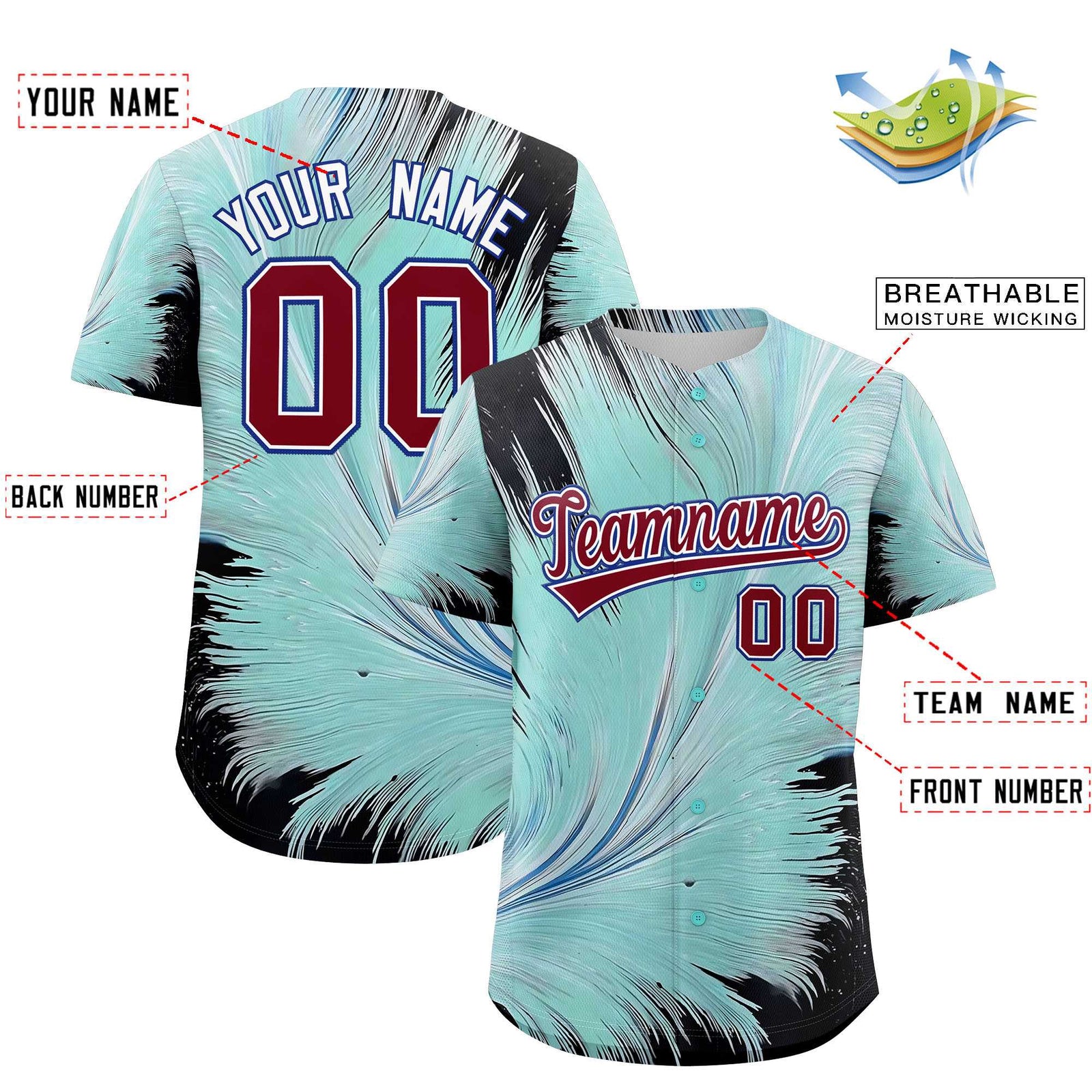 Custom Crimson White Fluid Feather Graffiti Pattern Authentic Baseball Jersey