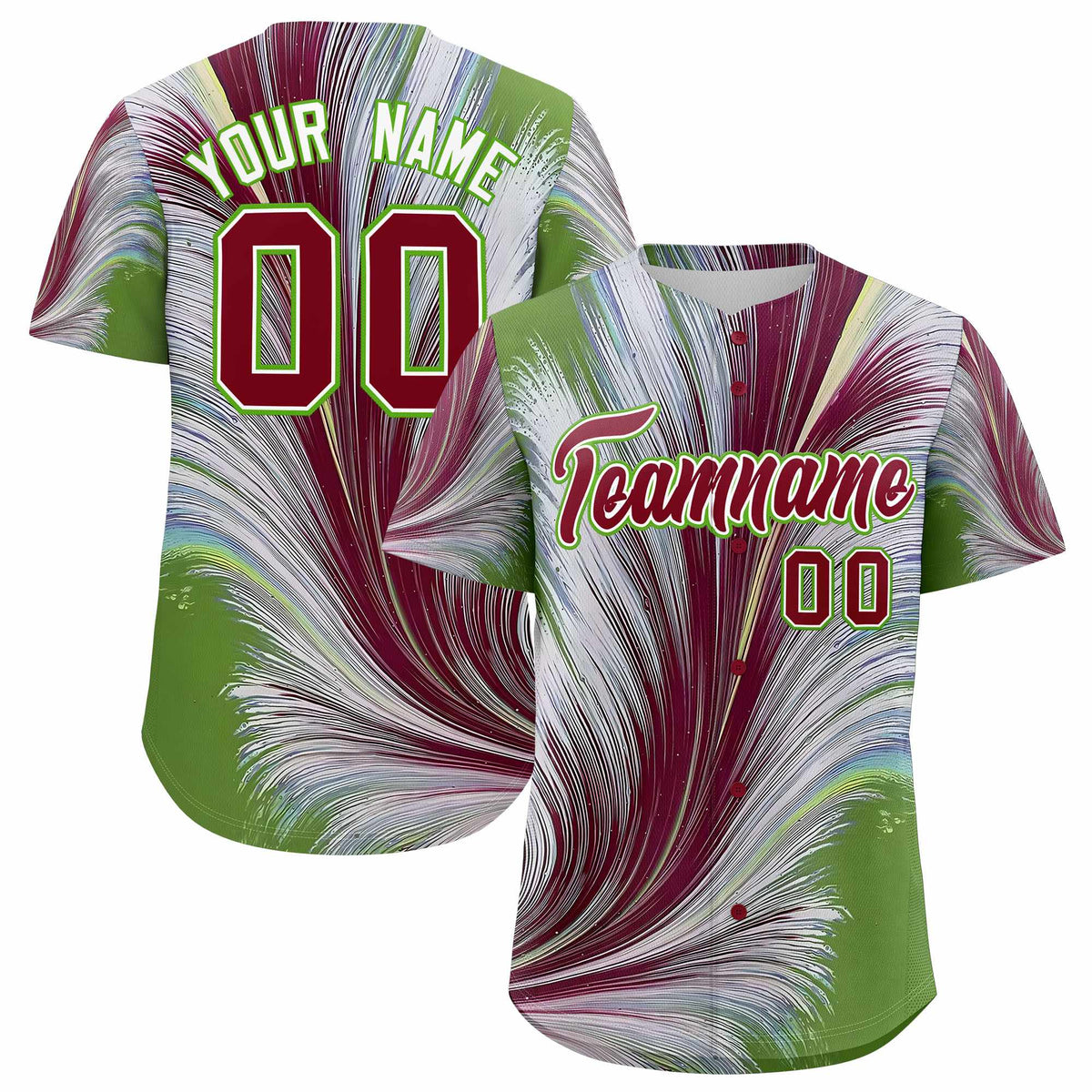 Custom Crimson White Fluid Feather Graffiti Pattern Authentic Baseball Jersey