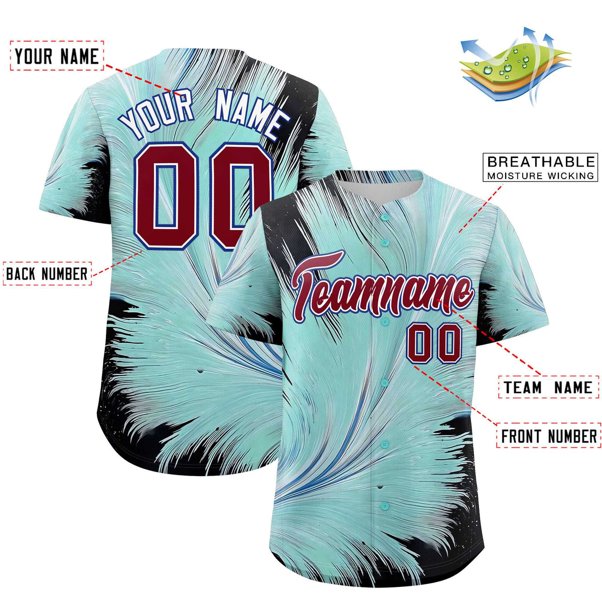 Custom Crimson White Fluid Feather Graffiti Pattern Authentic Baseball Jersey