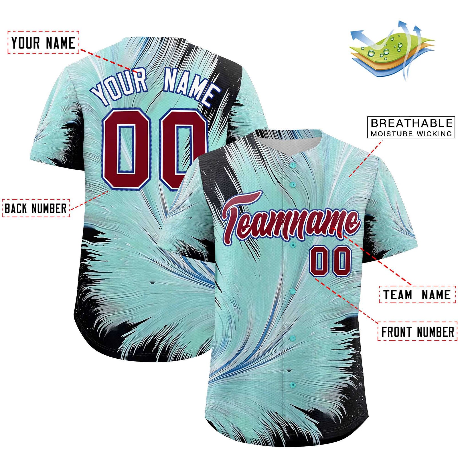 Custom Crimson White Fluid Feather Graffiti Pattern Authentic Baseball Jersey