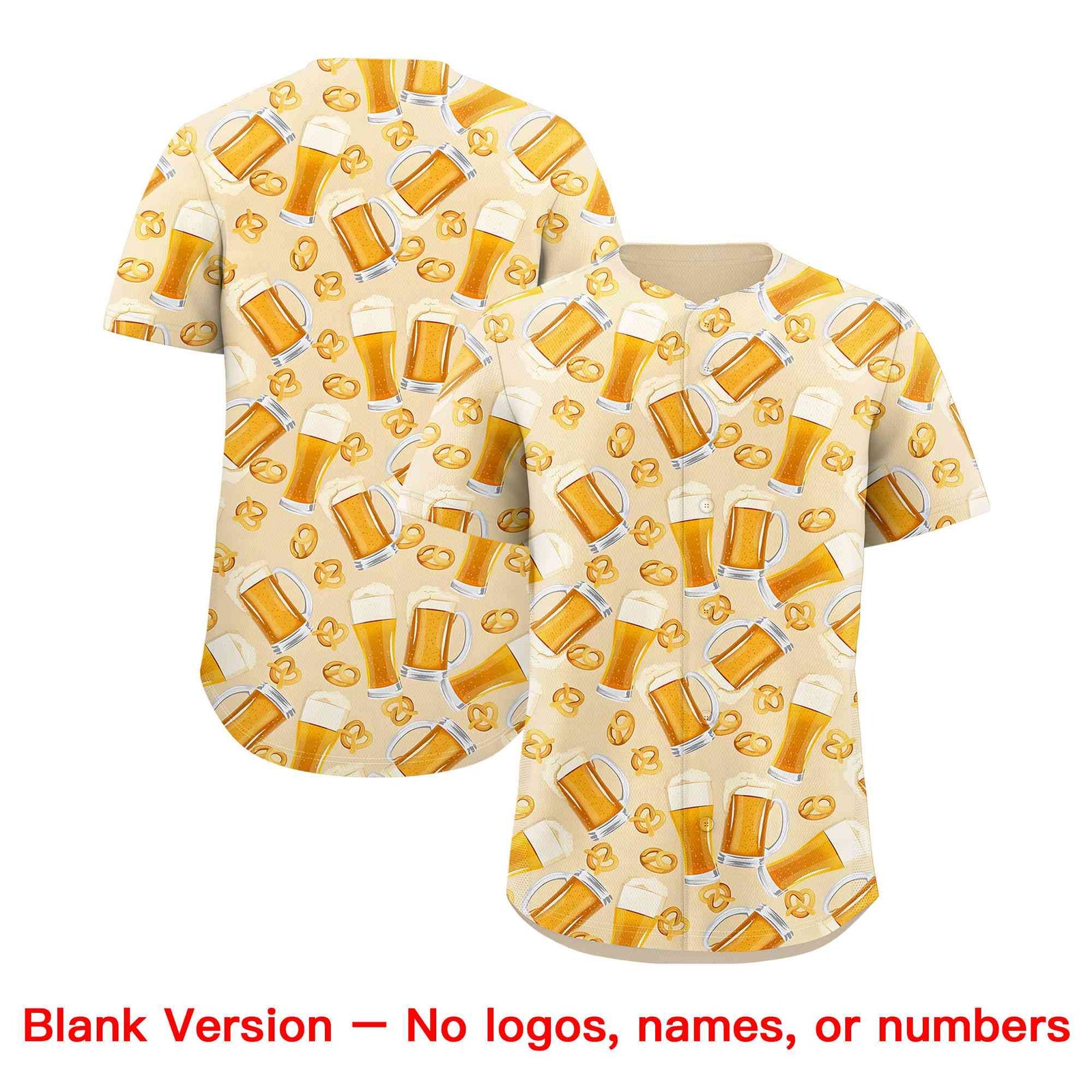 Custom Cream Orange National Beer Day Personalized Beer Pattern Baseball Jersey | Suitable For Groups Or Parties | KXKSHOP