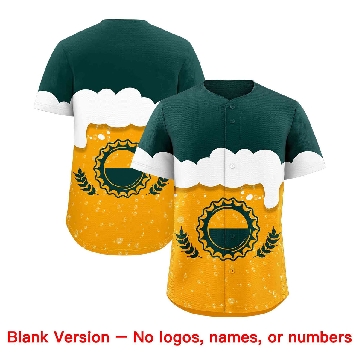 Custom Orange Green National Beer Day Personalized Beer Pattern Baseball Jersey | Suitable For Groups Or Parties | KXKSHOP