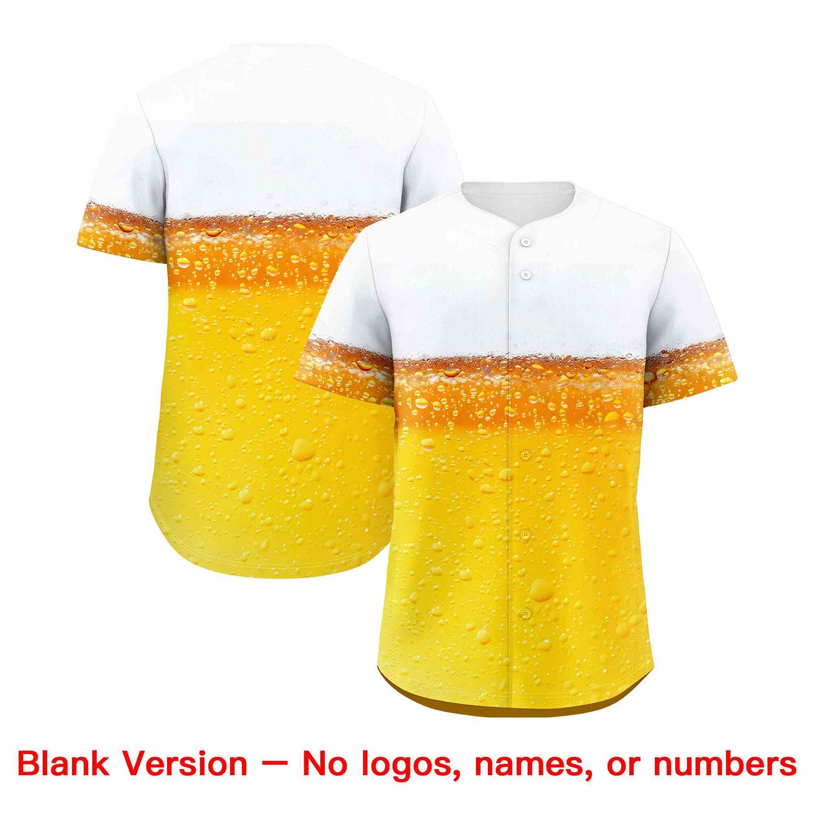 Custom Gold White National Beer Day Personalized Beer Pattern Baseball Jersey | Suitable For Groups Or Parties | KXKSHOP