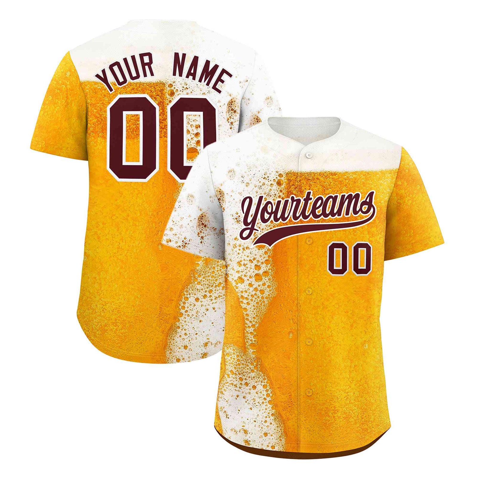 Custom Orange White National Beer Day Personalized Beer Pattern Baseball Jersey | Suitable For Groups Or Parties | KXKSHOP