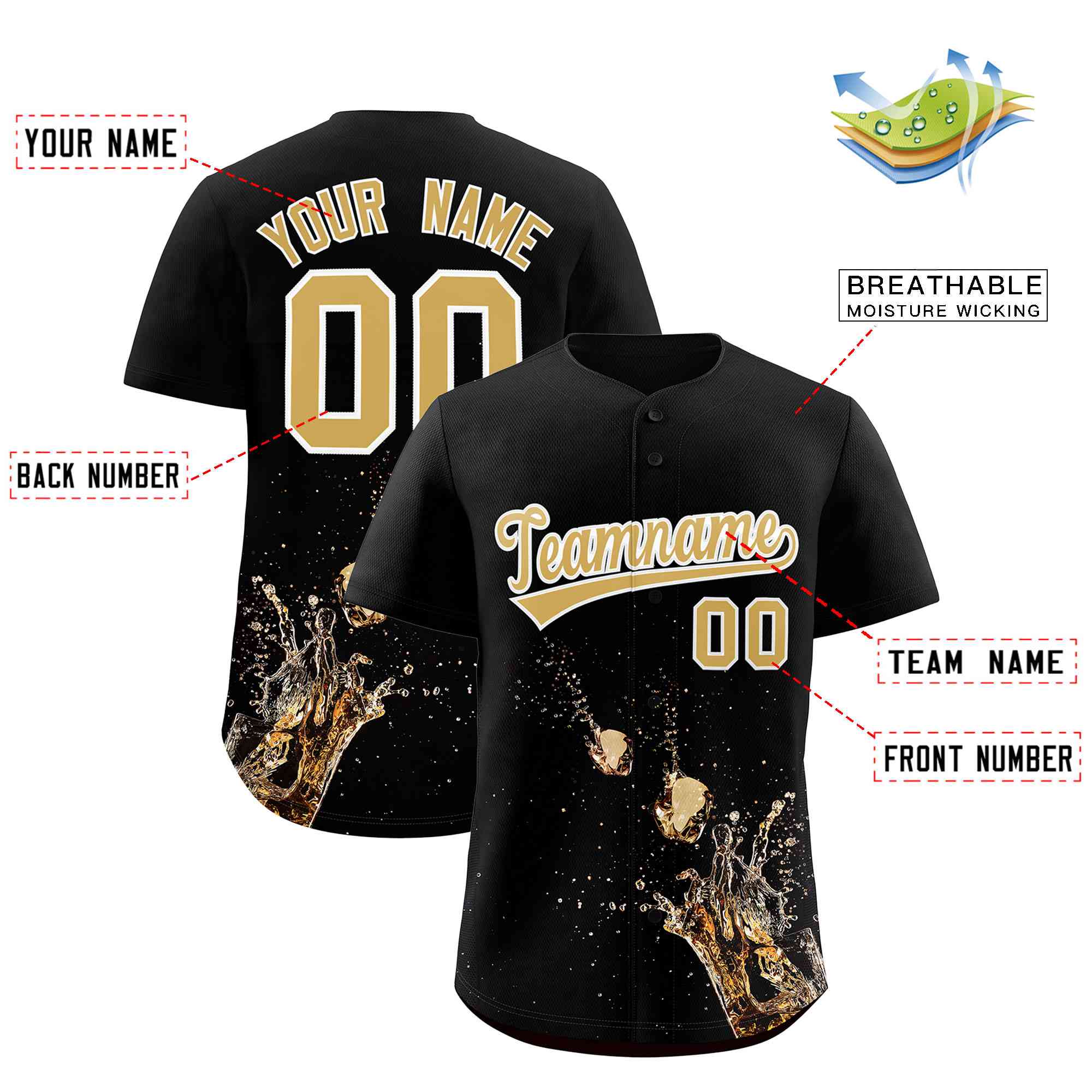 Custom Black National Beer Day Personalized Beer Pattern Baseball Jersey | Suitable For Groups Or Parties | KXKSHOP