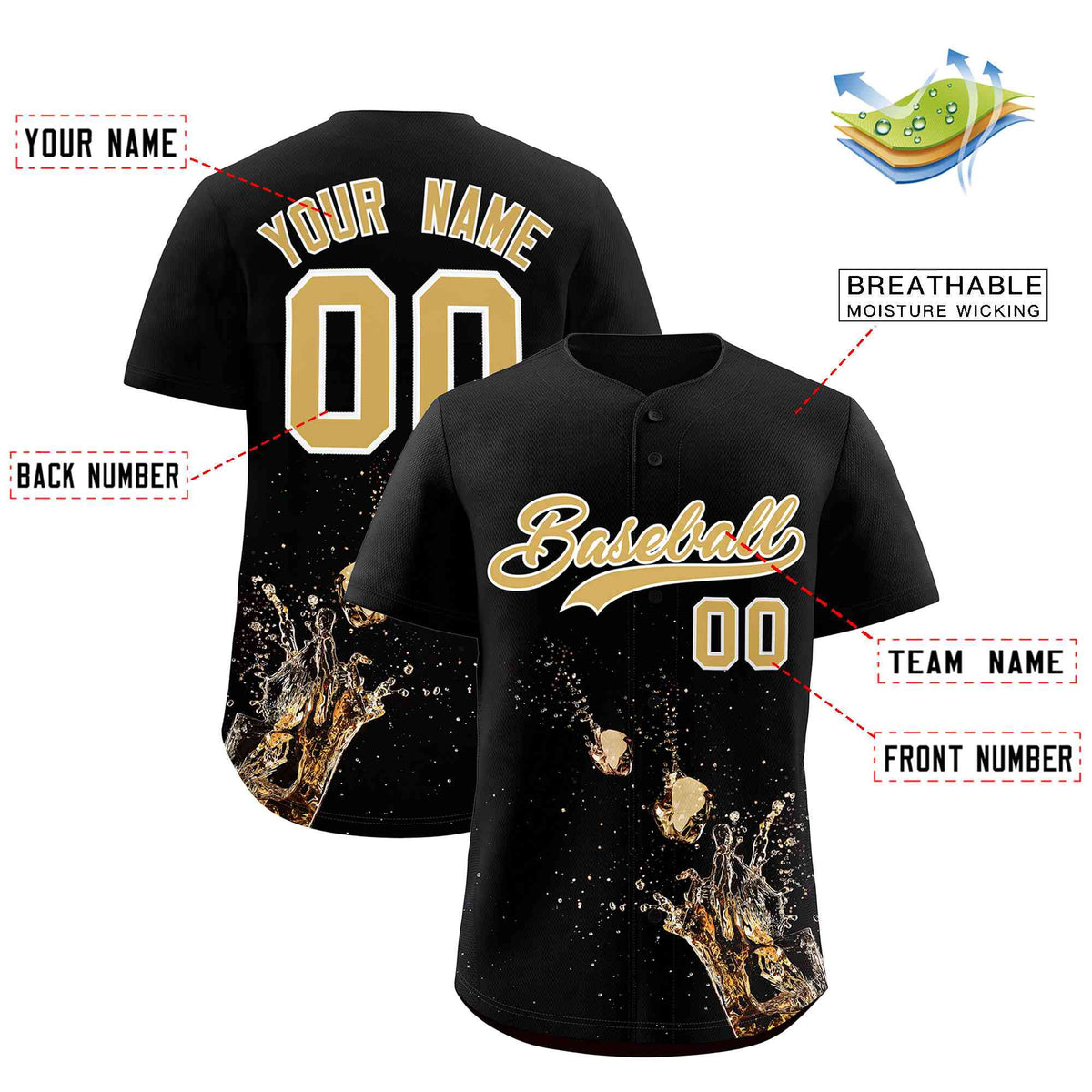 Custom Black National Beer Day Personalized Beer Pattern Baseball Jersey | Suitable For Groups Or Parties | KXKSHOP