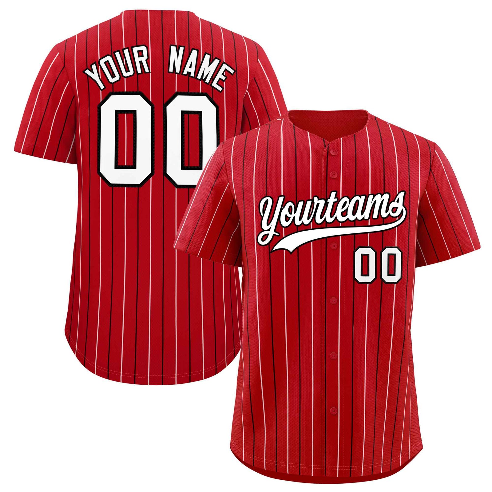 Custom Red White and Black Bi-Color Stripes Fashion Authentic Baseball Jersey