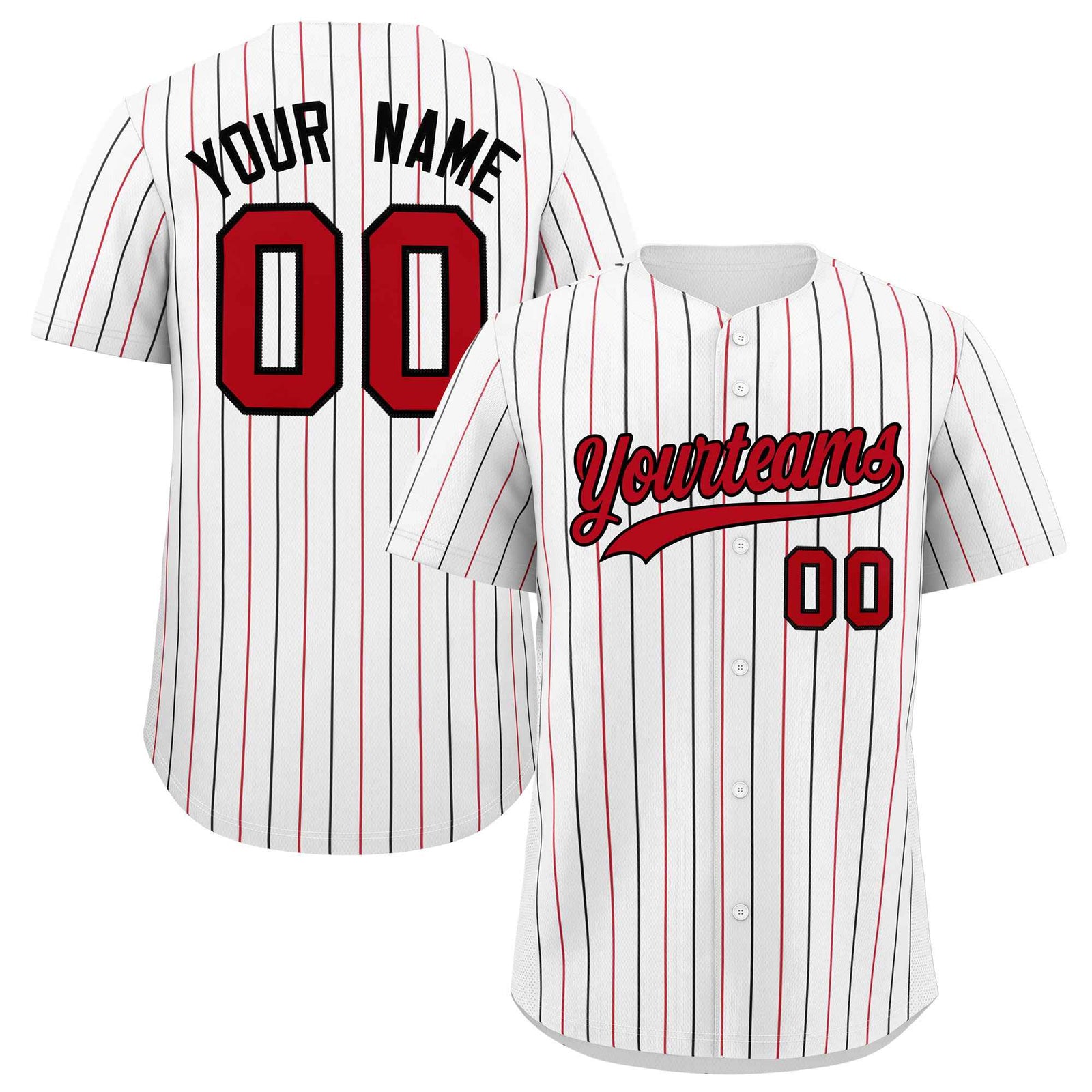 Custom White Red and Black Bi-Color Stripes Fashion Authentic Baseball Jersey