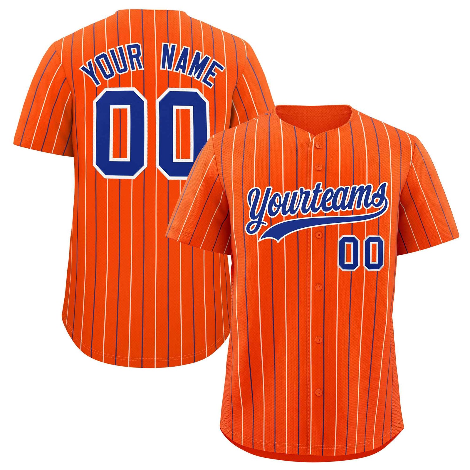 Custom Orange Royal and White Bi-Color Stripes Fashion Authentic Baseball Jersey