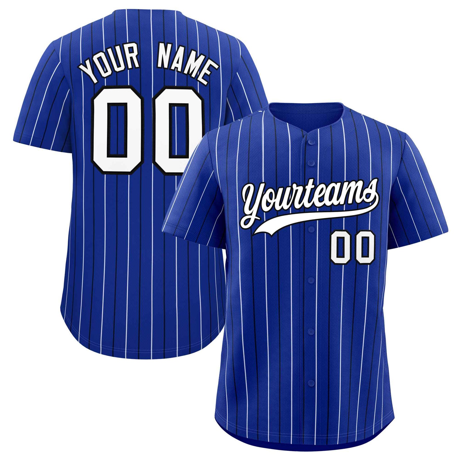 Custom Royal Black and White Bi-Color Stripes Fashion Authentic Baseball Jersey