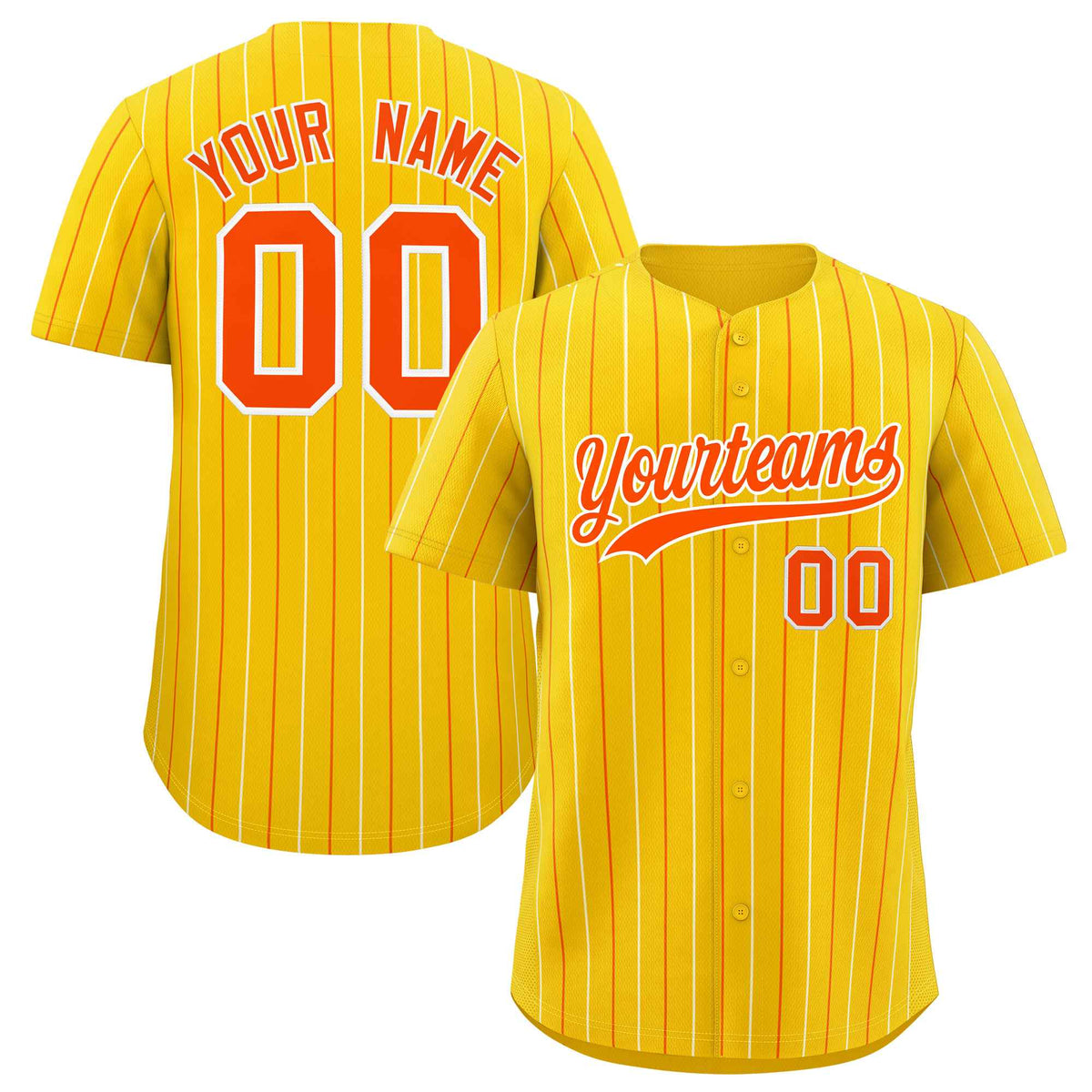 Custom Gold Orange and White Bi-Color Stripes Fashion Authentic Baseball Jersey