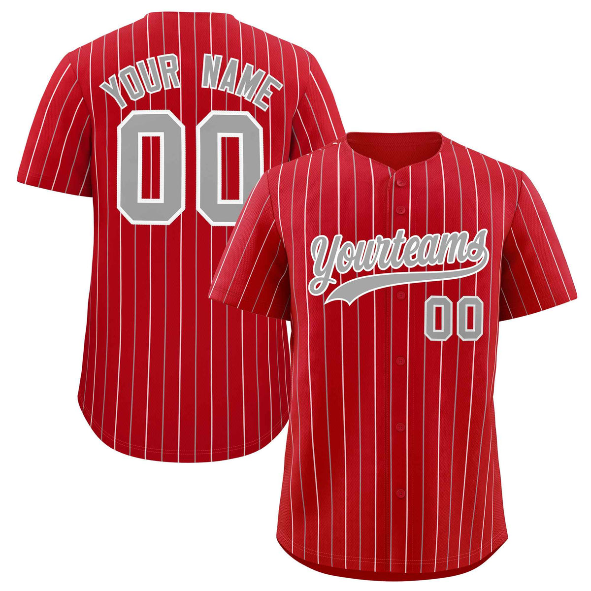 Custom Red Gray and White Bi-Color Stripes Fashion Authentic Baseball Jersey
