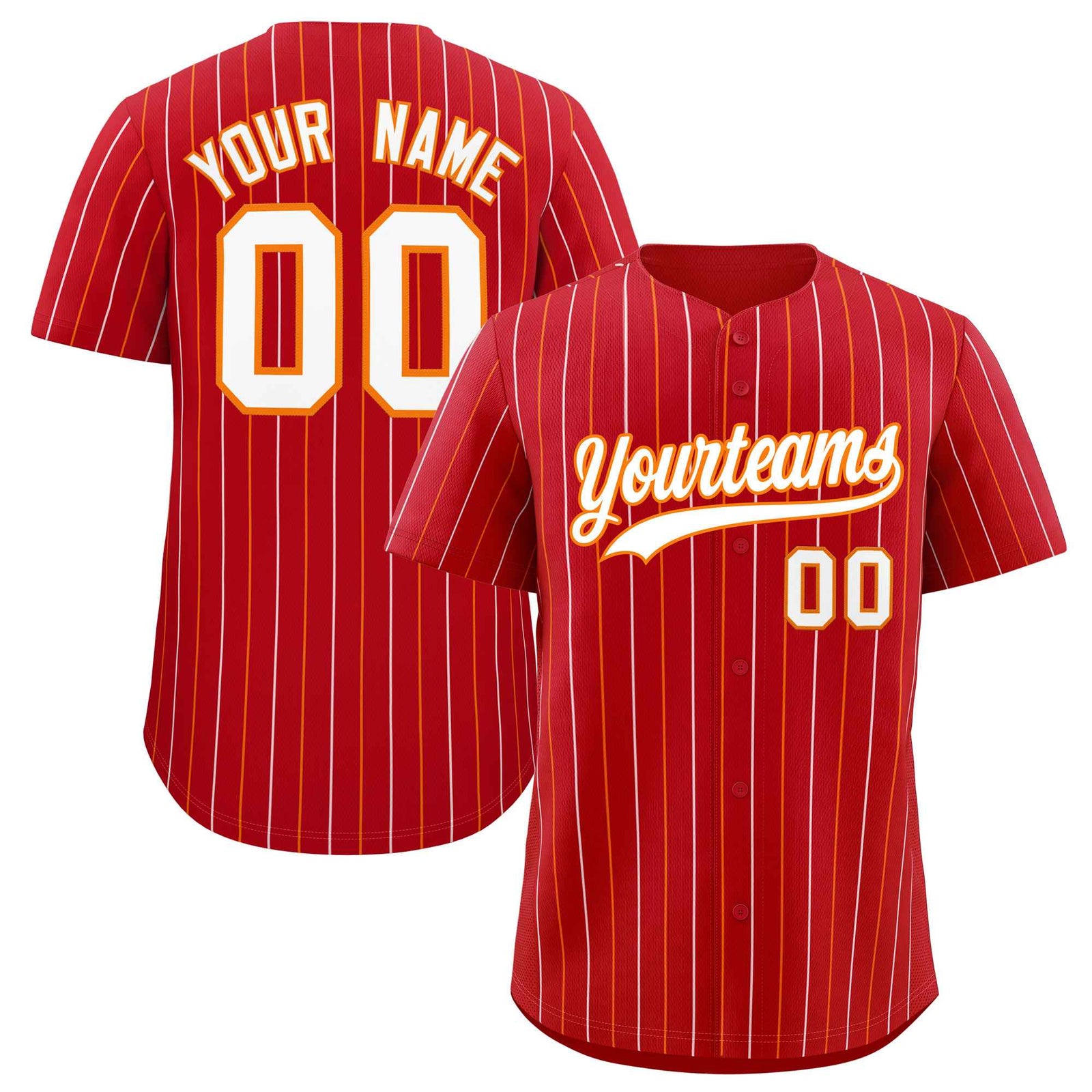 Custom Red White and Orange Bi-Color Stripes Fashion Authentic Baseball Jersey