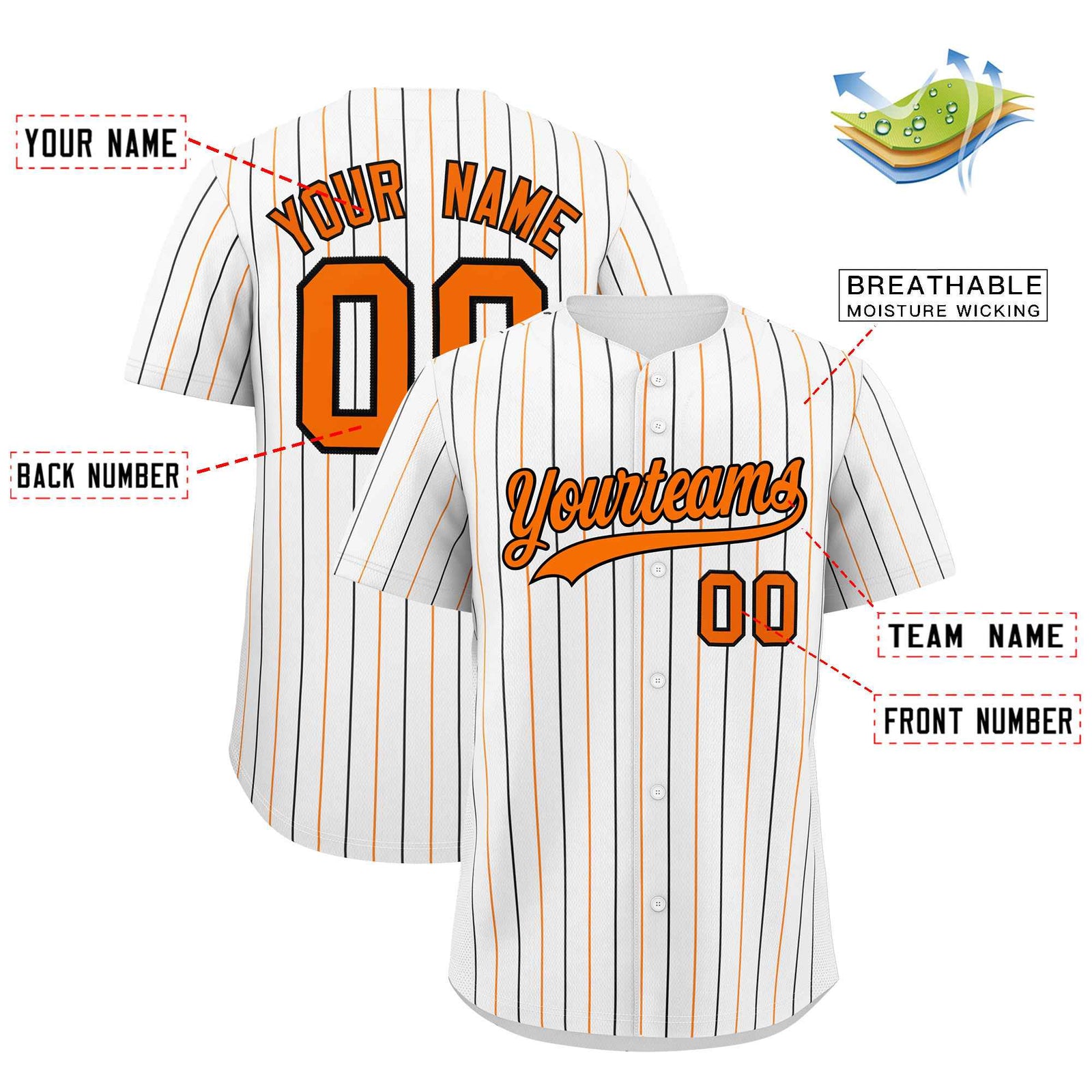 Custom White Orange and White Bi-Color Stripes Fashion Authentic Baseball Jersey