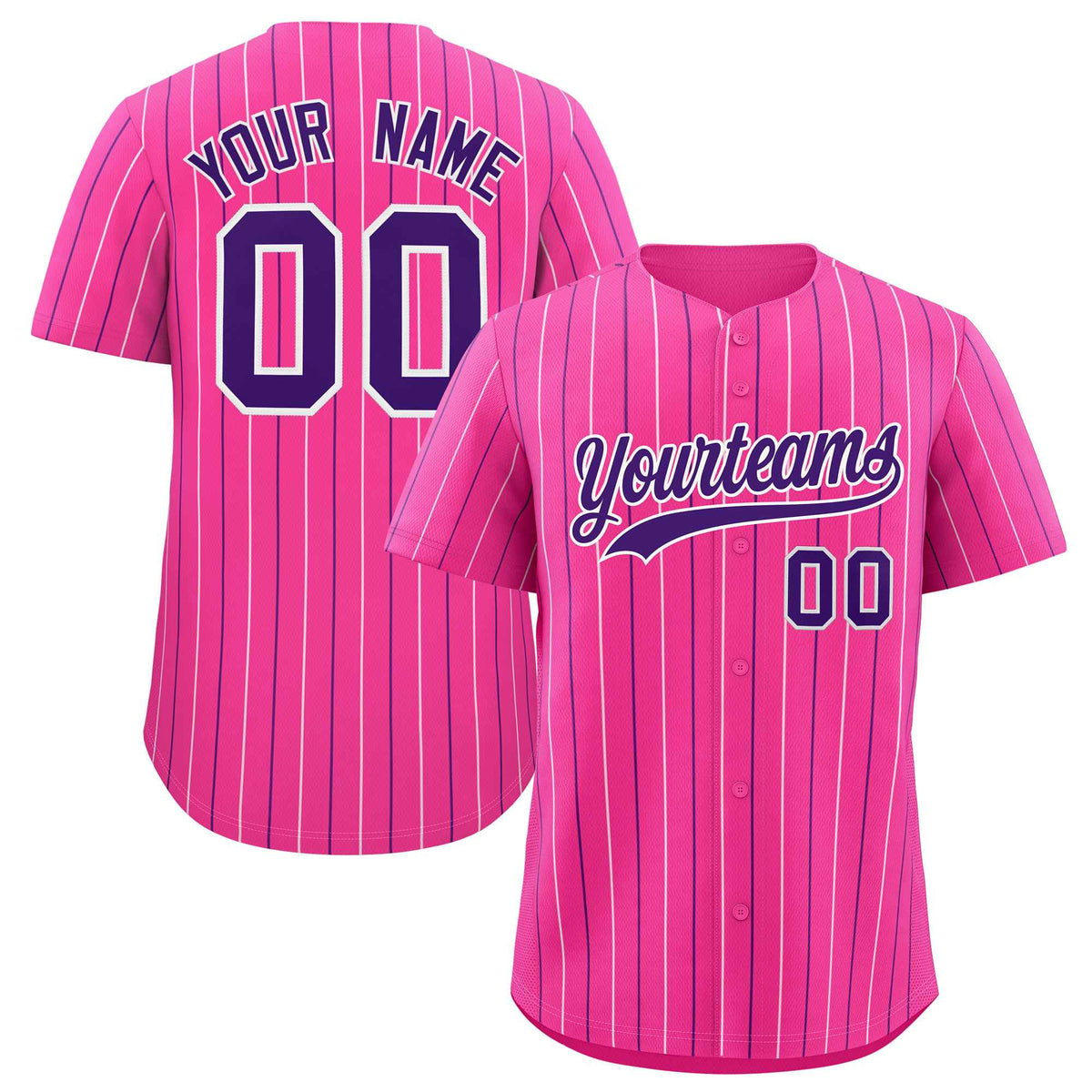 Custom Pink White and Purple Bi-Color Stripes Fashion Authentic Baseball Jersey