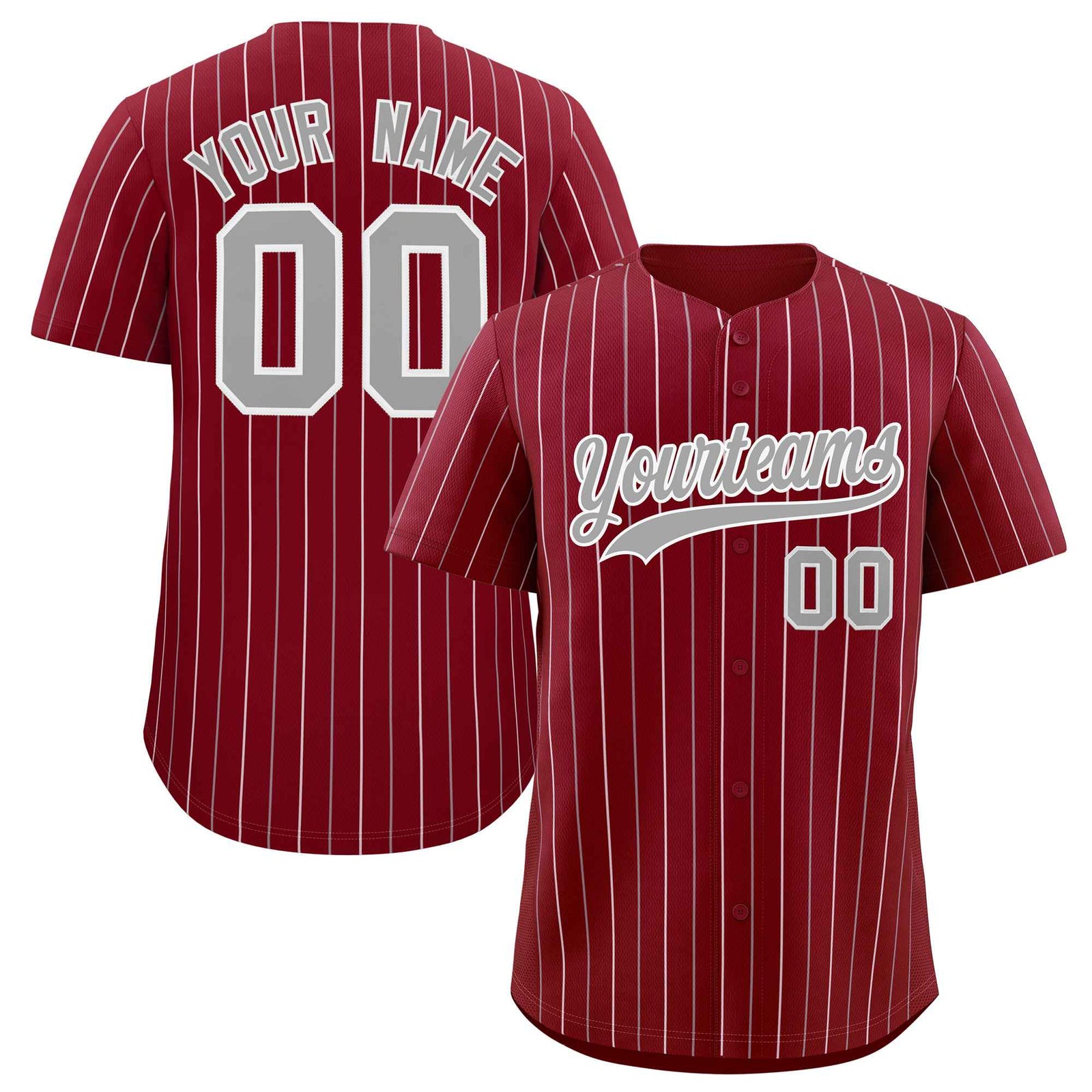 Custom Crimson Gray and White Bi-Color Stripes Fashion Authentic Baseball Jersey