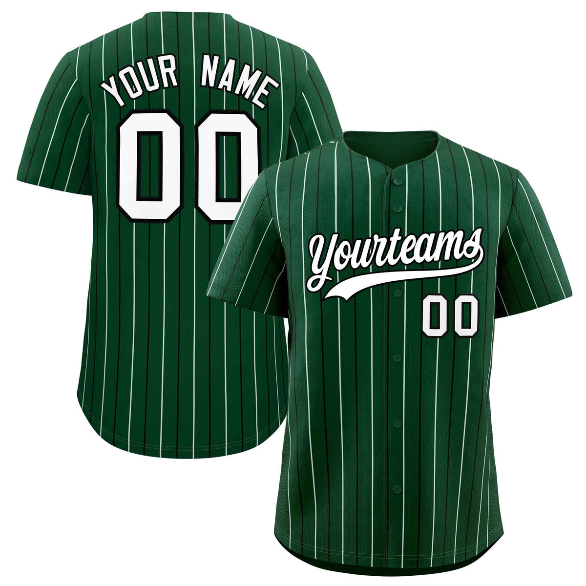 Custom Green Black and White Bi-Color Stripes Fashion Authentic Baseball Jersey