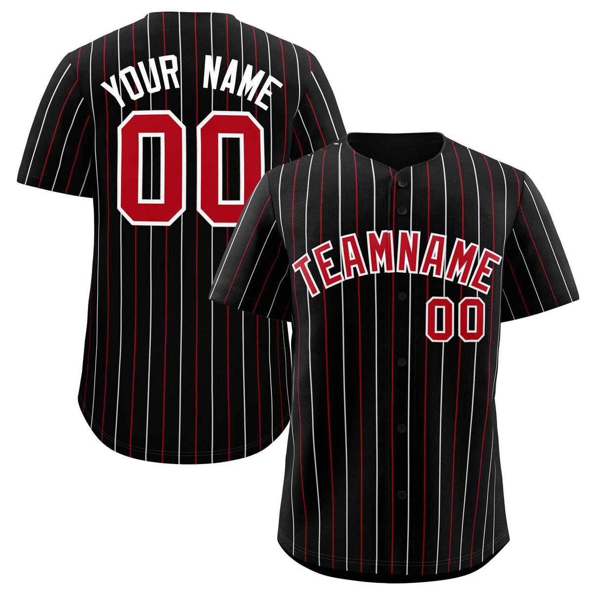 Custom Black Red and White Bi-Color Stripes Fashion Authentic Baseball Jersey