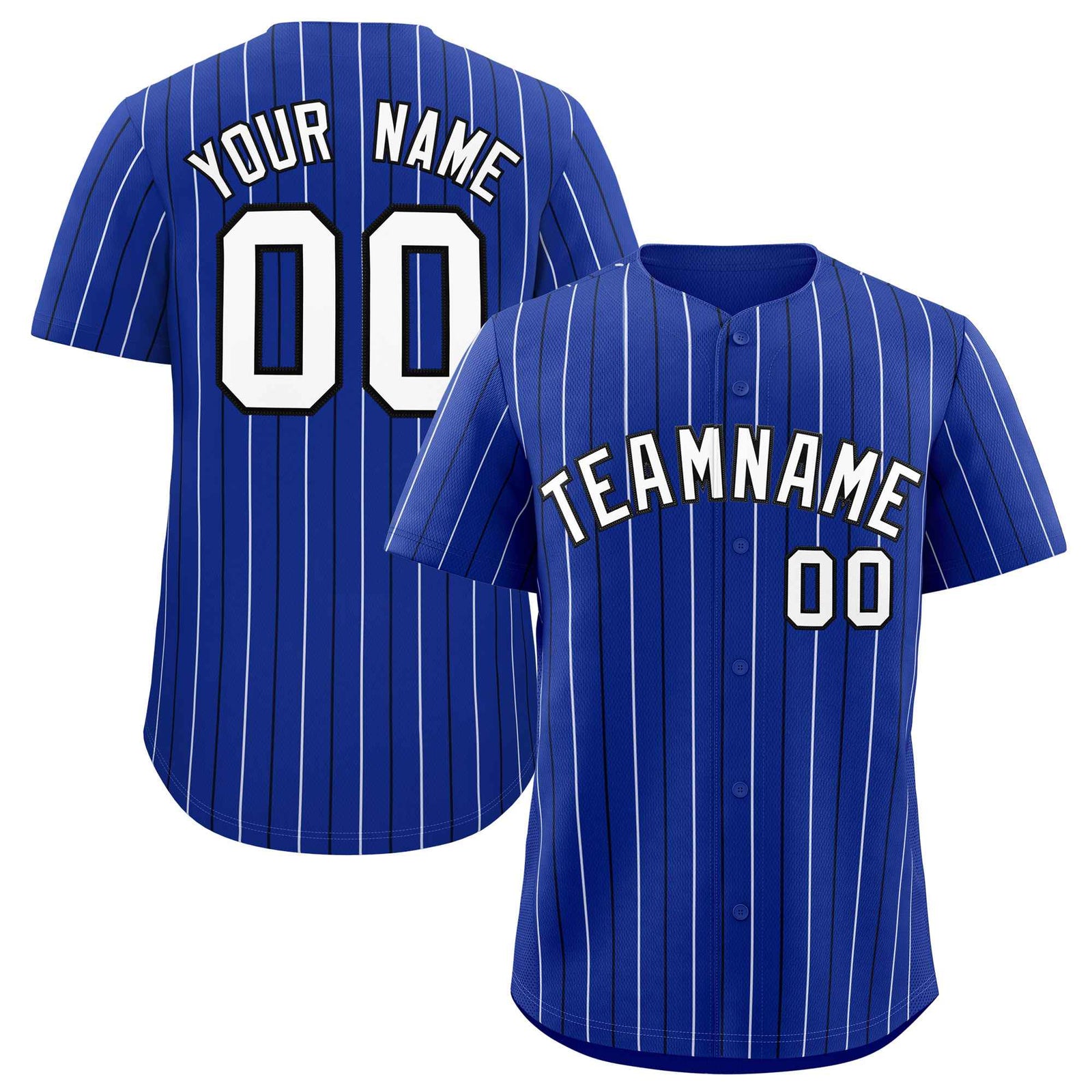 Custom Royal Black and White Bi-Color Stripes Fashion Authentic Baseball Jersey
