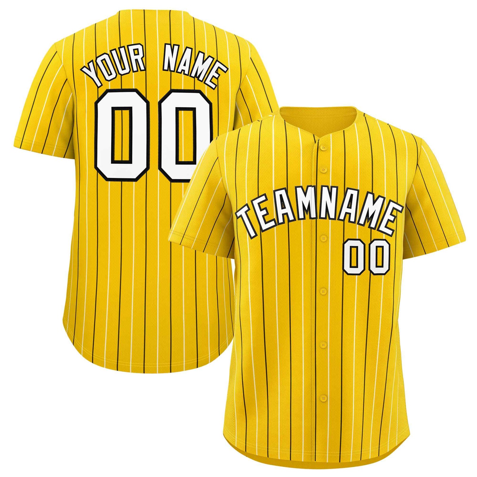 Custom Gold Black and White Bi-Color Stripes Fashion Authentic Baseball Jersey