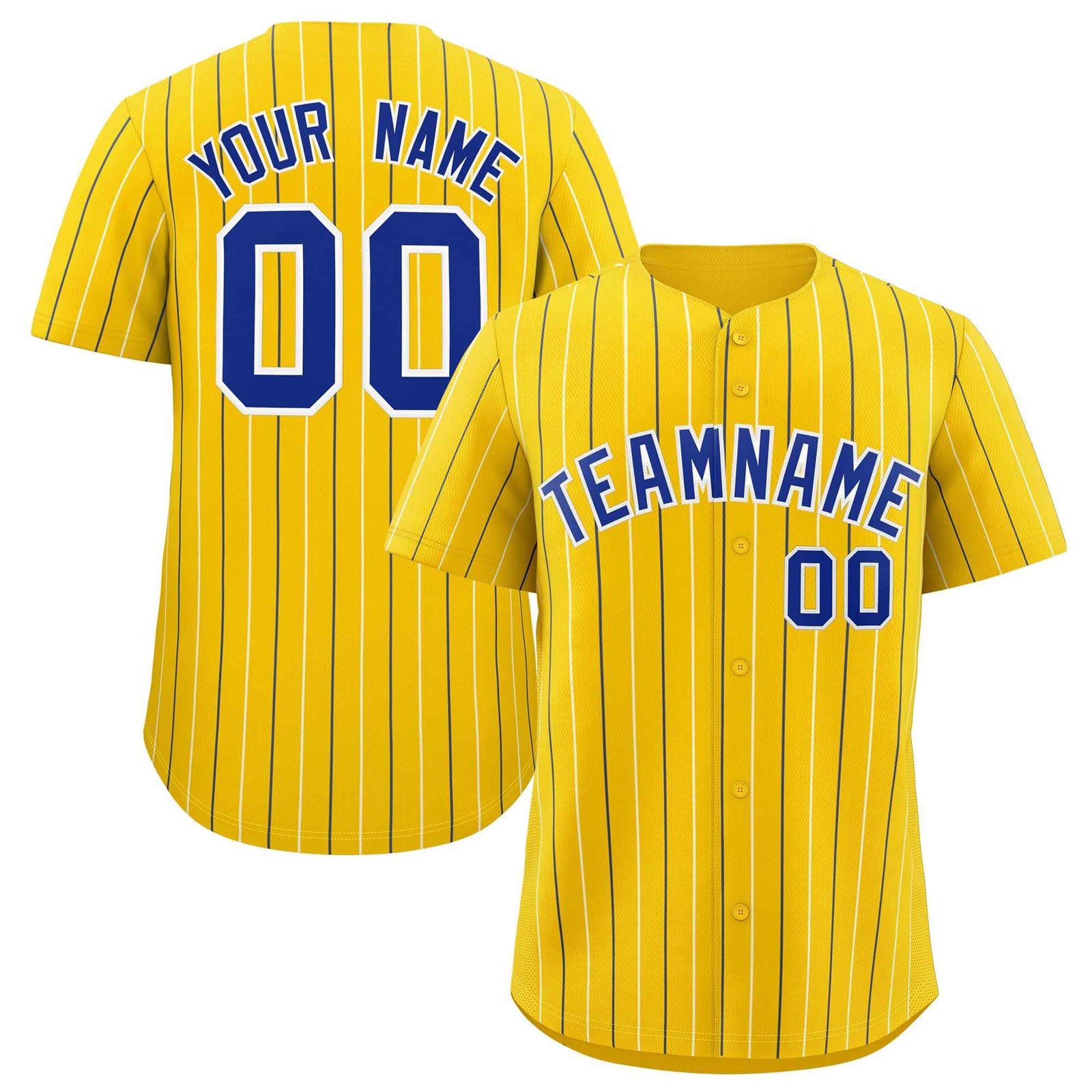 Custom Gold Royal and White Bi-Color Stripes Fashion Authentic Baseball Jersey